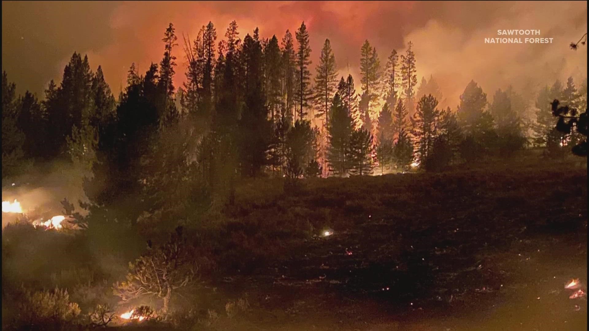 The Moose Fire, Idaho's largest, has burned nearly 200 square miles northwest of Salmon. The Ross Fork Fire has evacuations in place for part of Sawtooths.