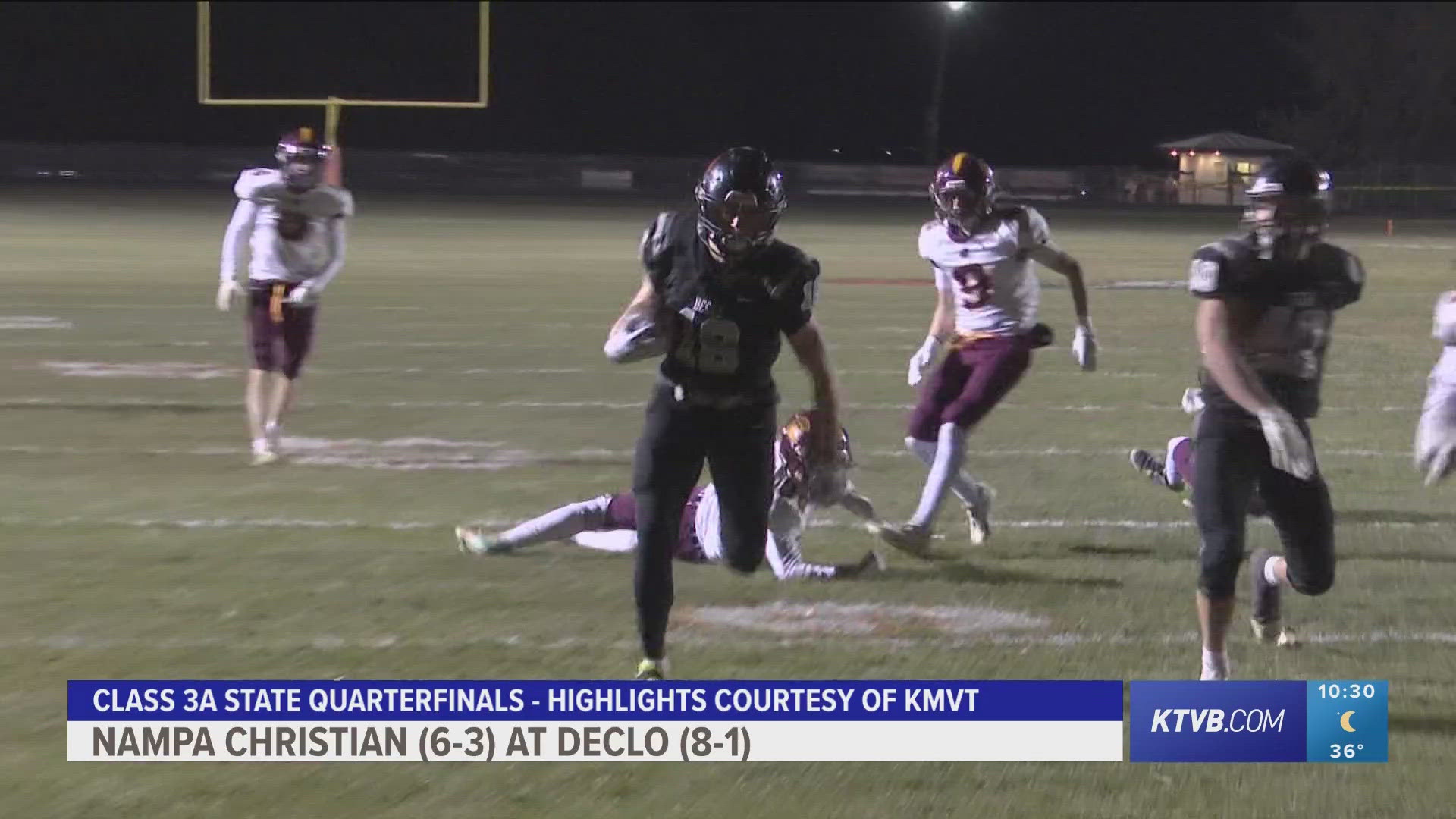 Declo (9-1) earned a trip to the 3A state semifinals with a 19-14 home win in Friday night's battle with Nampa Christian (6-4).