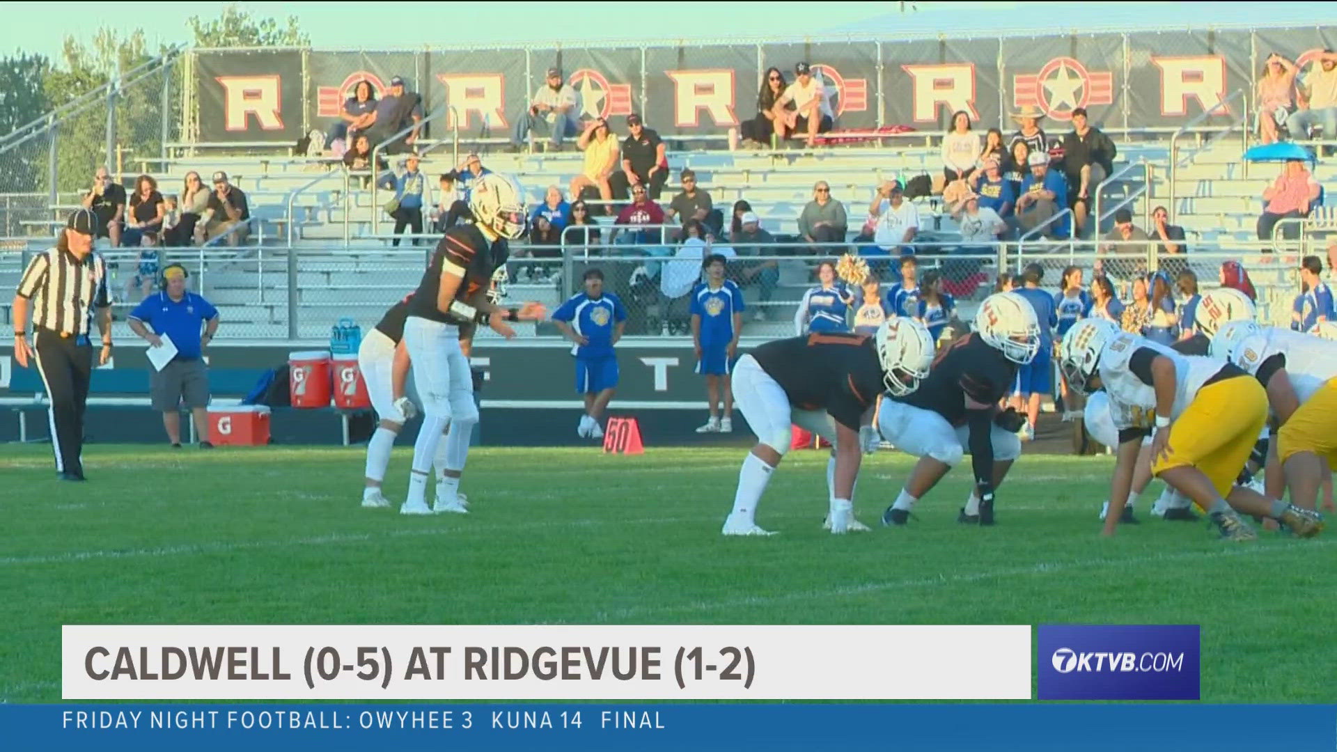 Ridgevue improved to 2-2 on the season with a 38-0 win in Friday night's non-conference showdown with Caldwell (0-6).