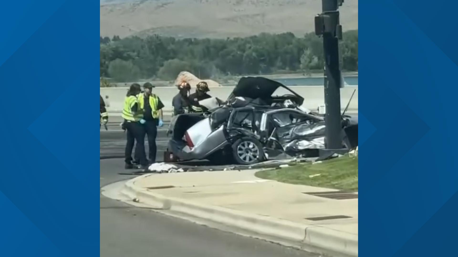 The Boise Police Department said Chinden Road is closed in both directions due to a two-vehicle crash Thursday.