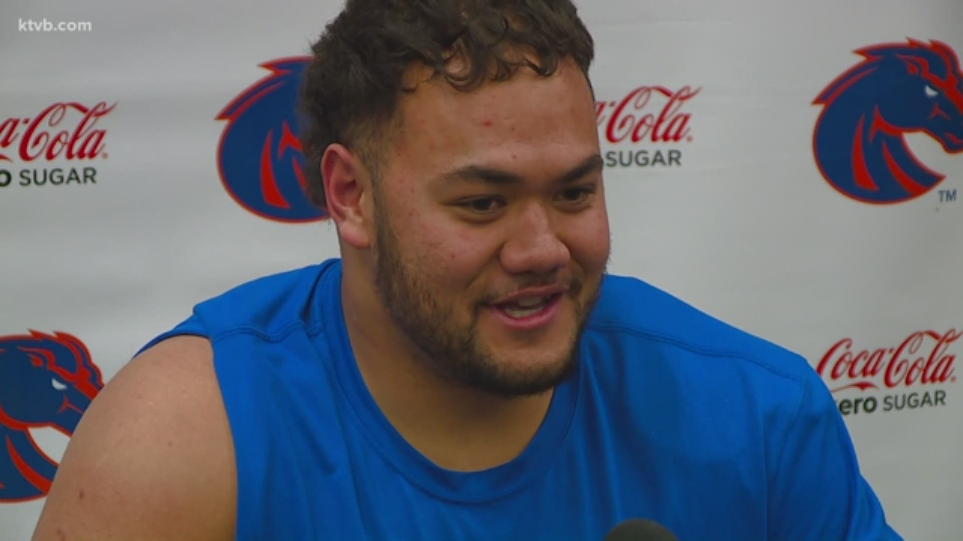 'Having one of the fat guys score picks up the energy for everyone,' Sonatane Lui said in the post game press conference after Boise State beat New Mexico, 42-9.