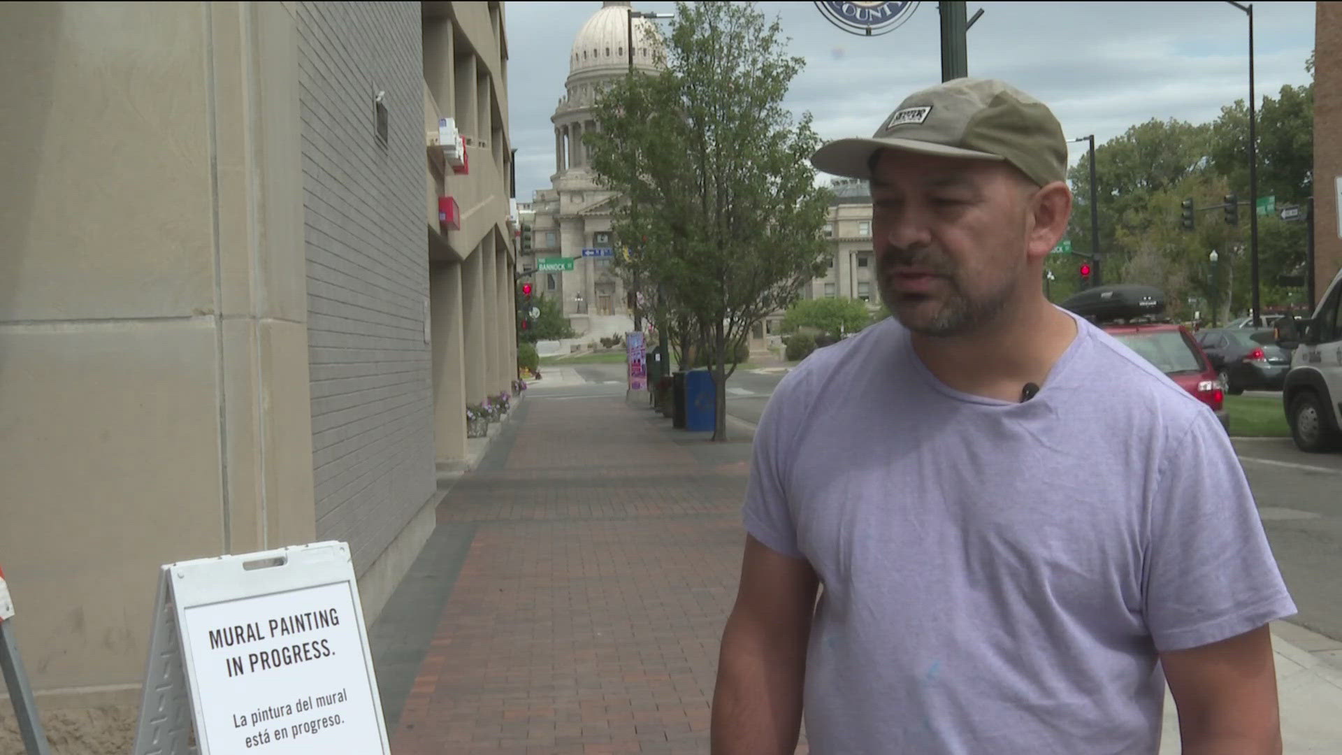 The mural to honor J.J. Saldaña, a leader in the Latino community, began in downtown Boise on Friday.