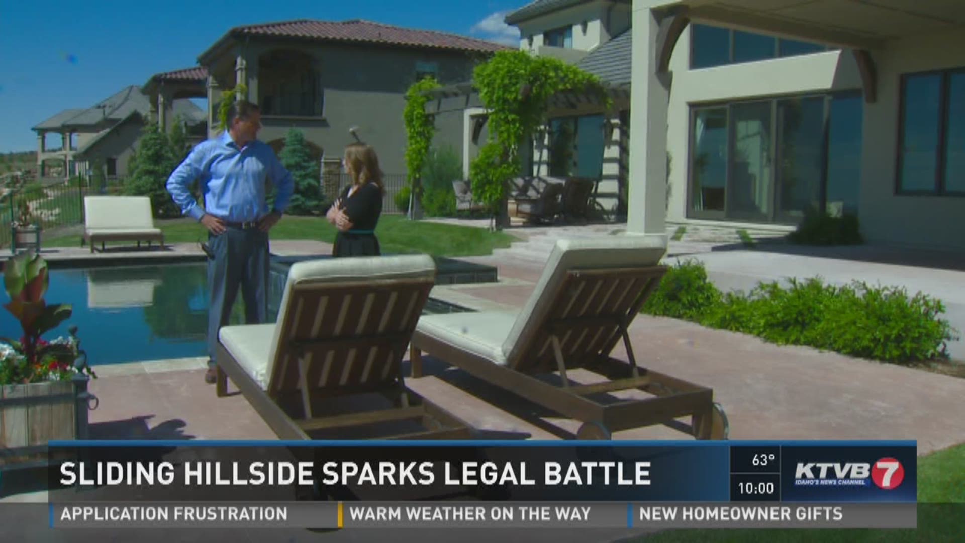 Sliding hillside sparks legal battle.