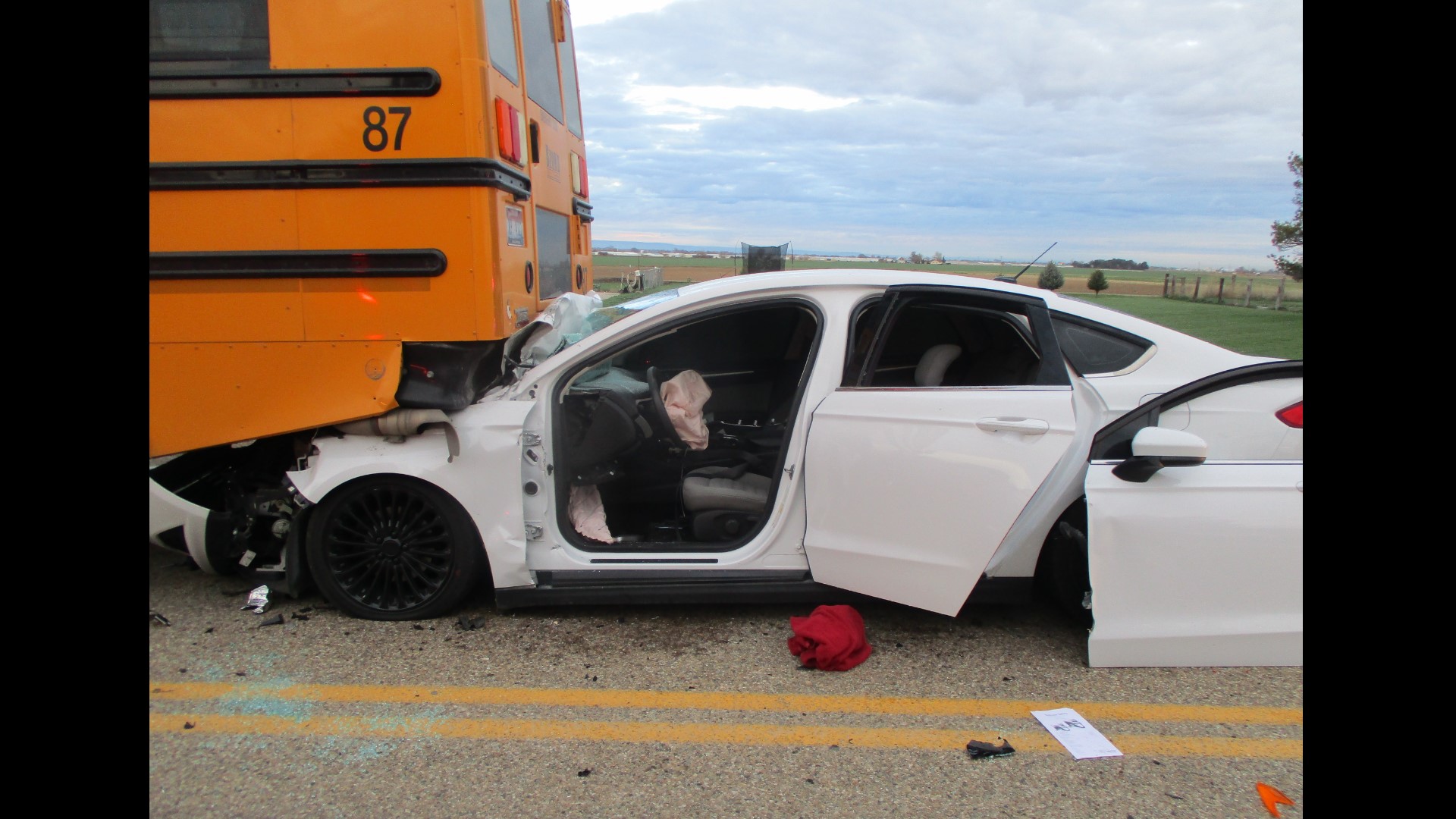 Car collides with school bus full of children in Caldwell | ktvb.com