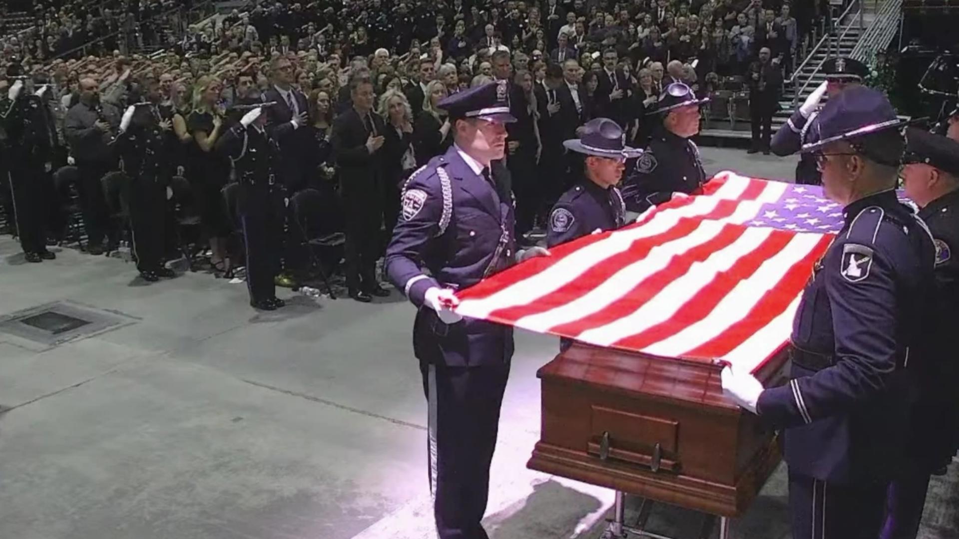 Friends, family and members of the law enforcement community honored the 27-year-old deputy during Tuesday's memorial service inside the Ford Idaho Center.