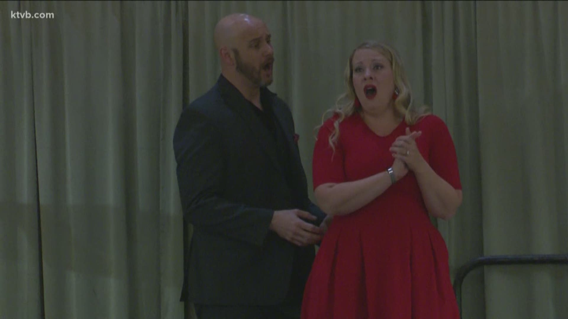 Three professional opera singers stopped at the center on Saturday, singing a variety of love story songs.