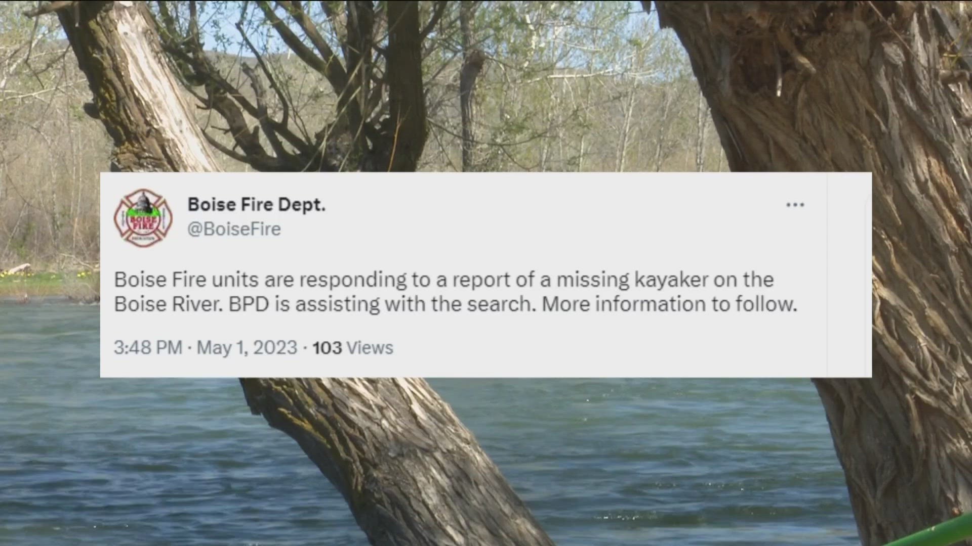 The kayaker has not been found at this time. Officials remind people that there is a "Dangerous River Condition" in effect.