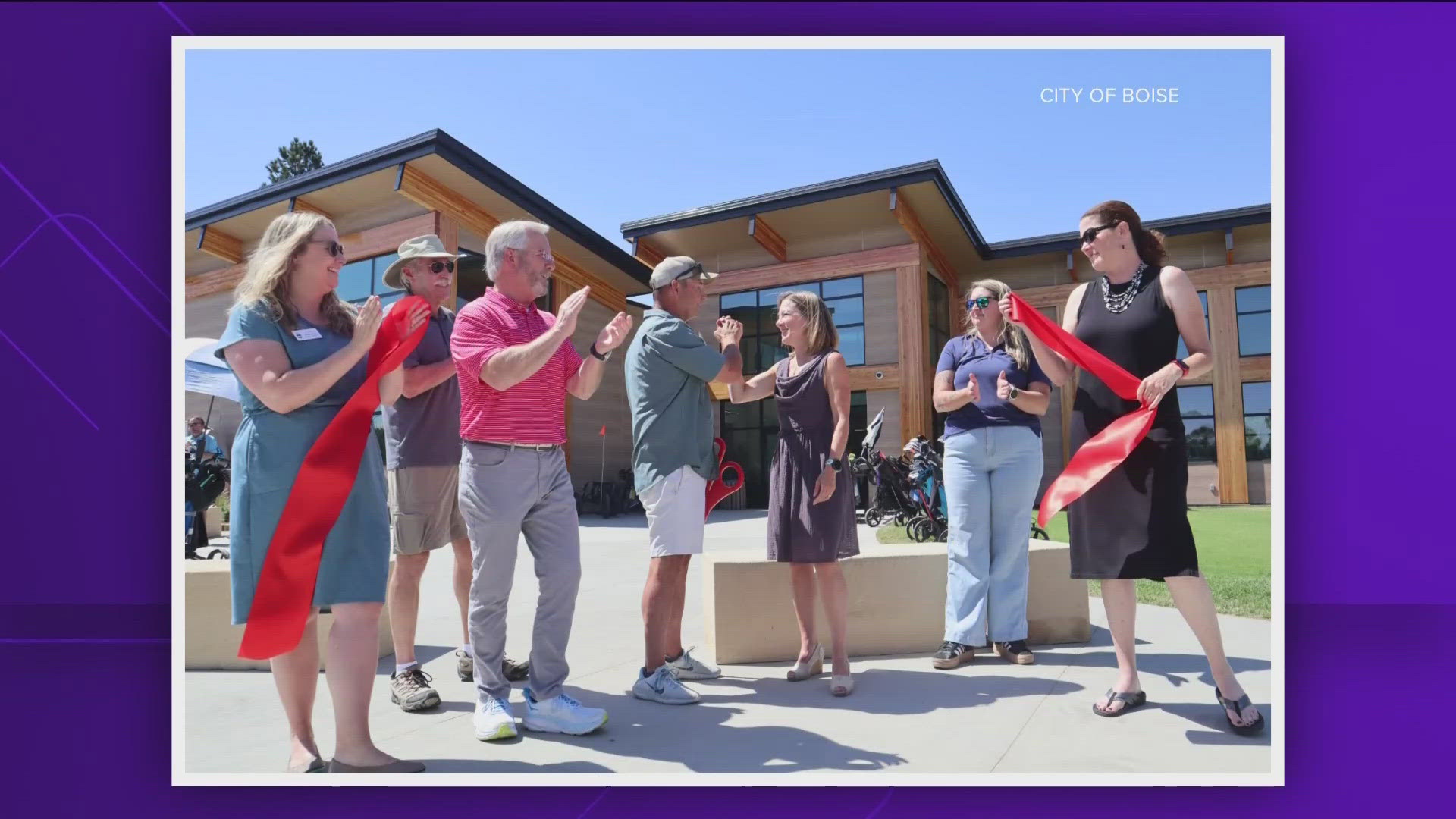 Boise officials celebrate the opening of a new facility at Warm Springs Golf Course featuring a restaurant, pro shop, and a 5,300-square-foot patio.