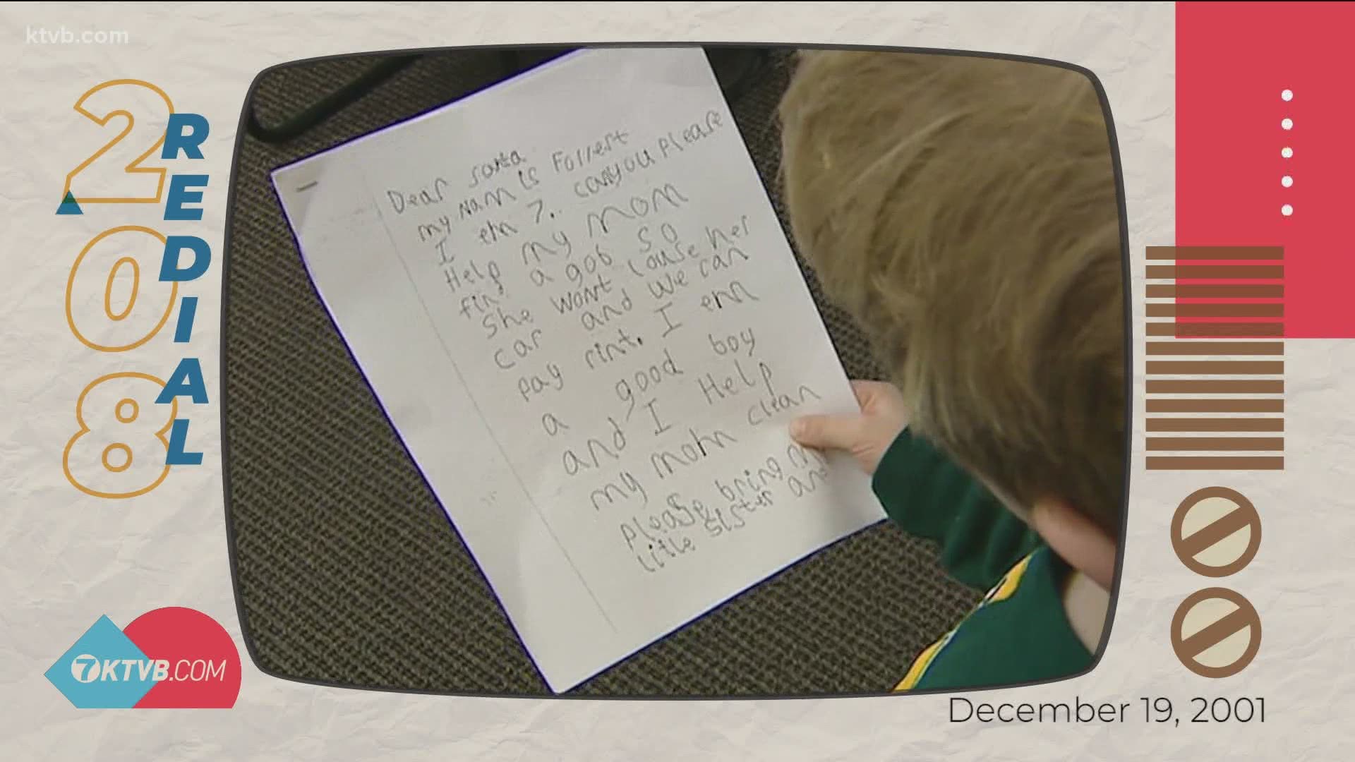 In 2001, John Miller met a 7-year-old boy from Emmett who penned a letter to Santa after his mom lost her job.