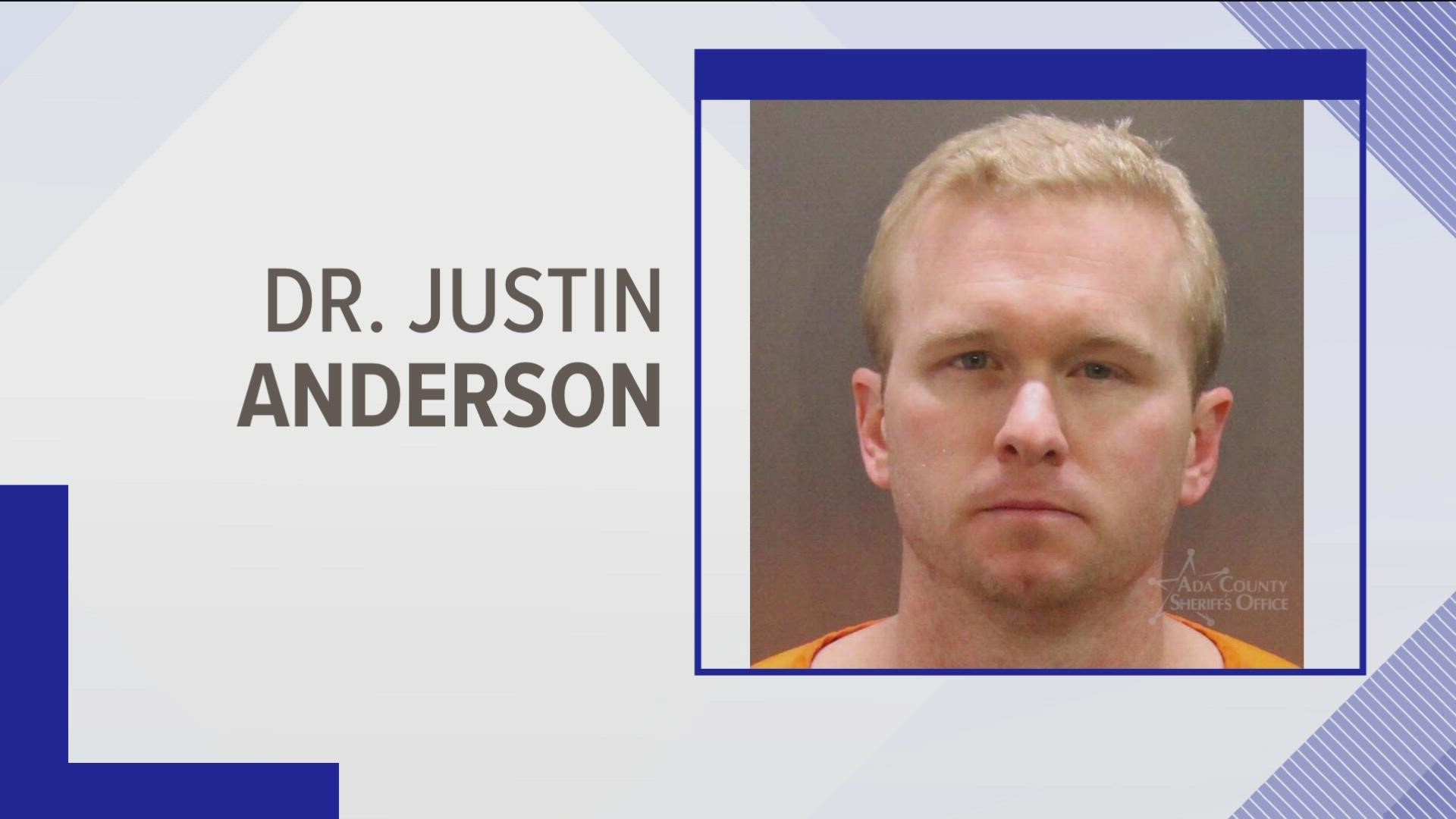 Dr. Justin Anderson was arrested Wednesday on two counts of video voyeurism. Police say a woman found a recording device in a room where she changed her clothes.