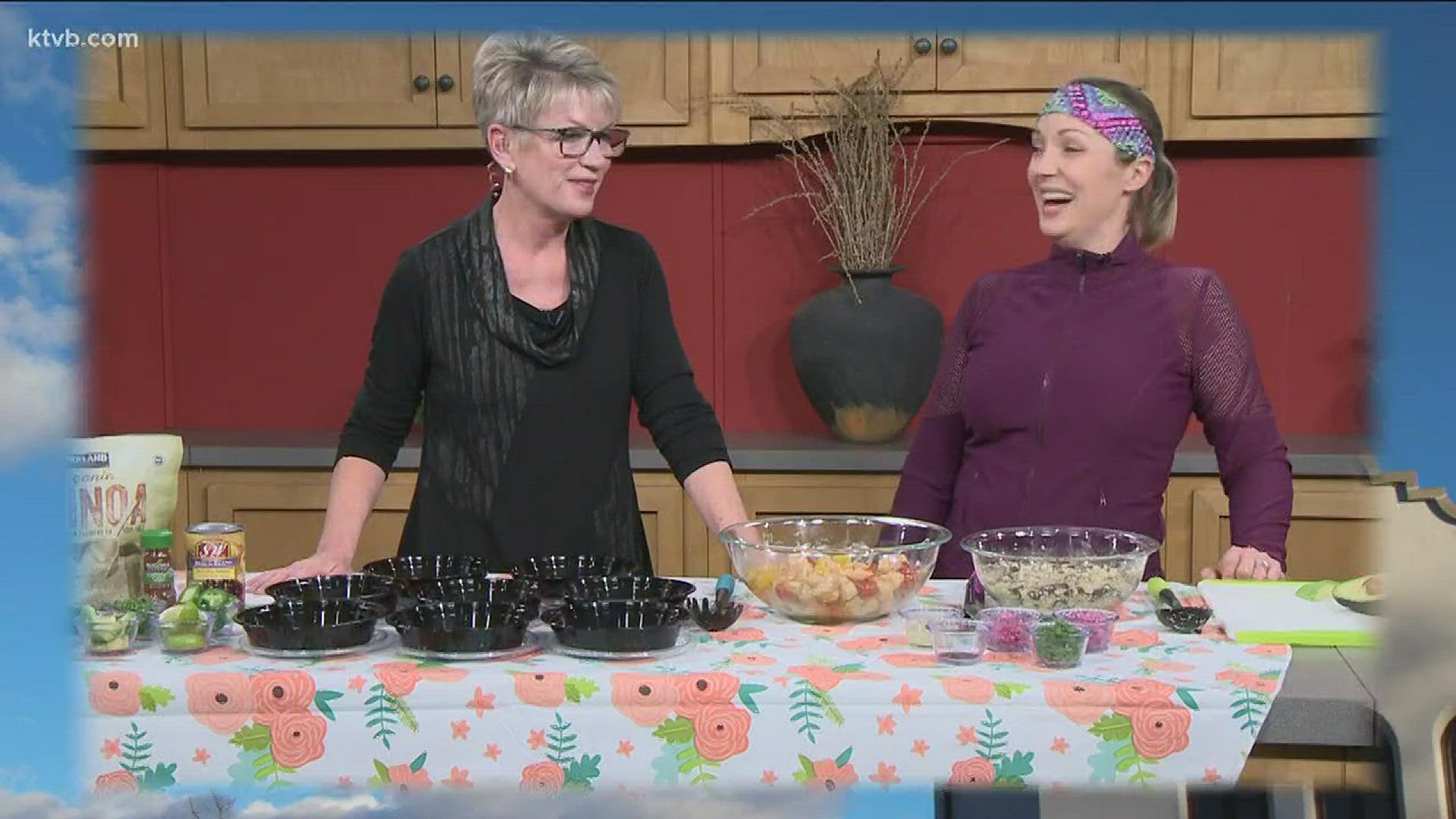 Health and wellness coach Katie Hug shows us her Southwest chicken quinoa salad recipe.