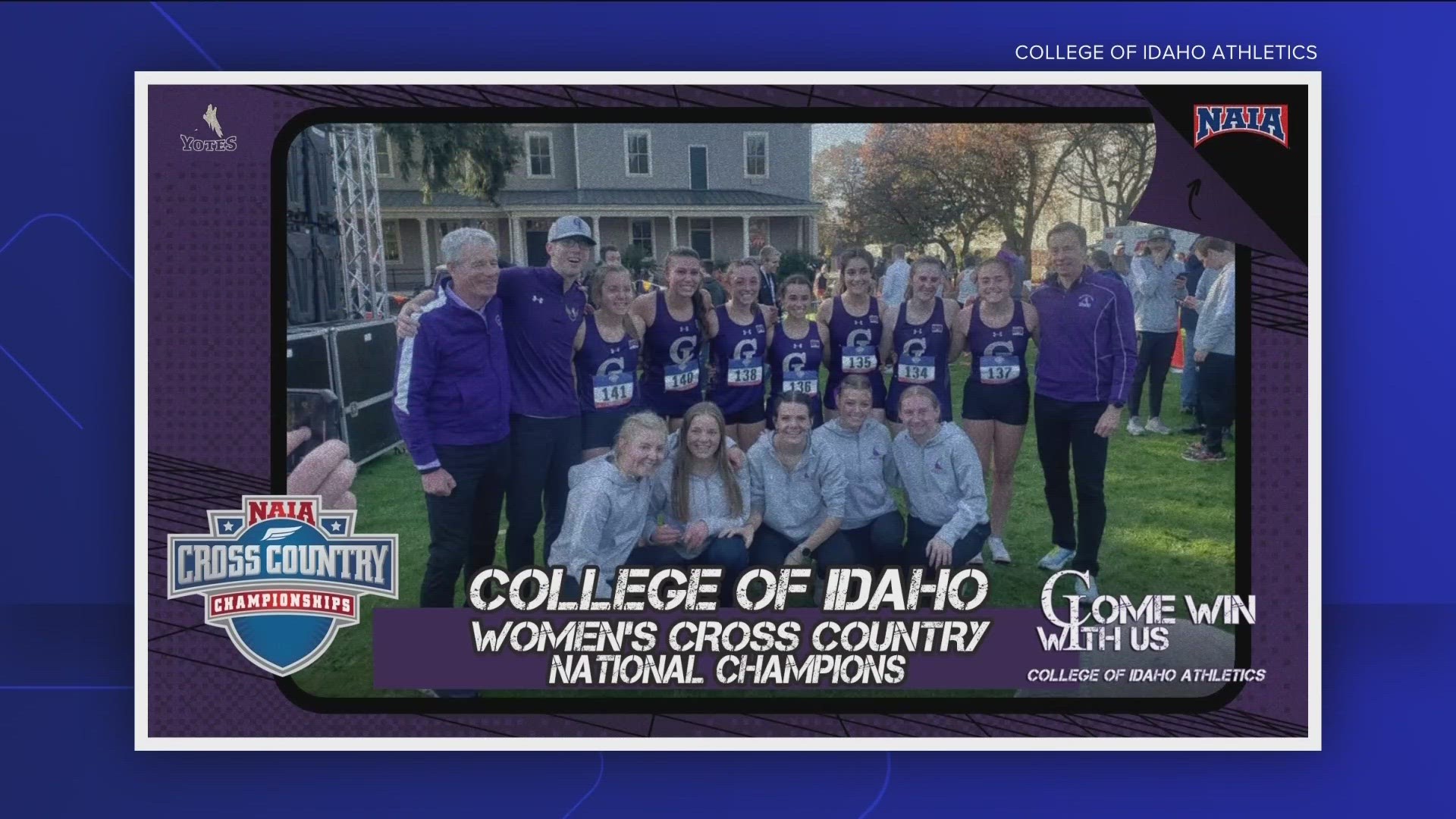 The College of Idaho women’s cross country team is a national champion for the first time in program history. Five Yotes finished in the top 10 on Friday.
