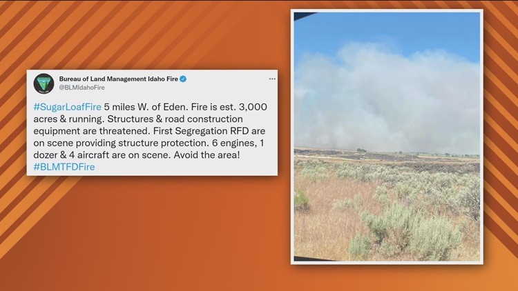 Wildfire northeast of Twin Falls grows to 5,000 acres