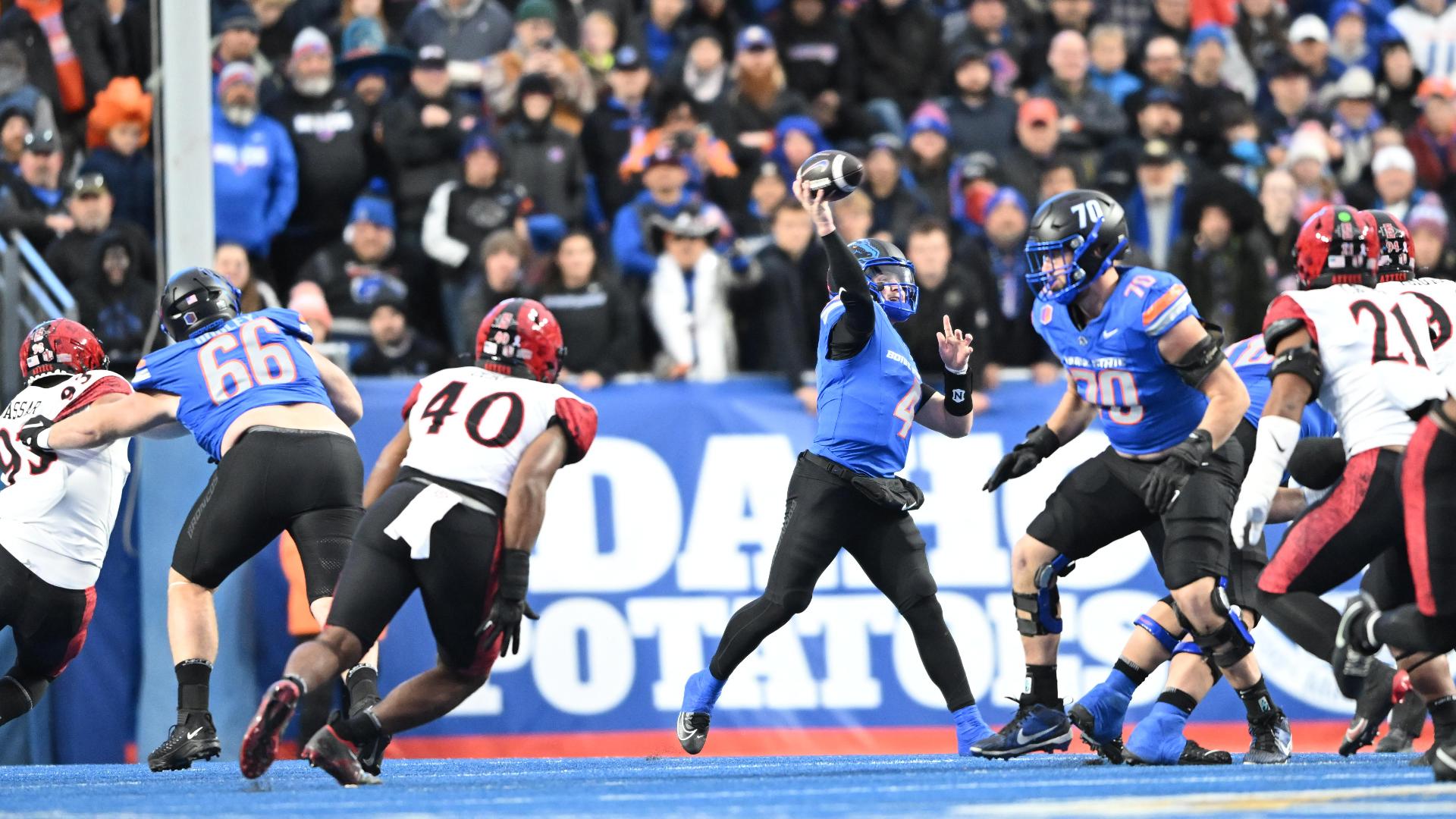 Madsen threw for a career-best 307 yards and four touchdowns in Boise State's win over San Diego State. He also had a career-high 24 completions on The Blue.