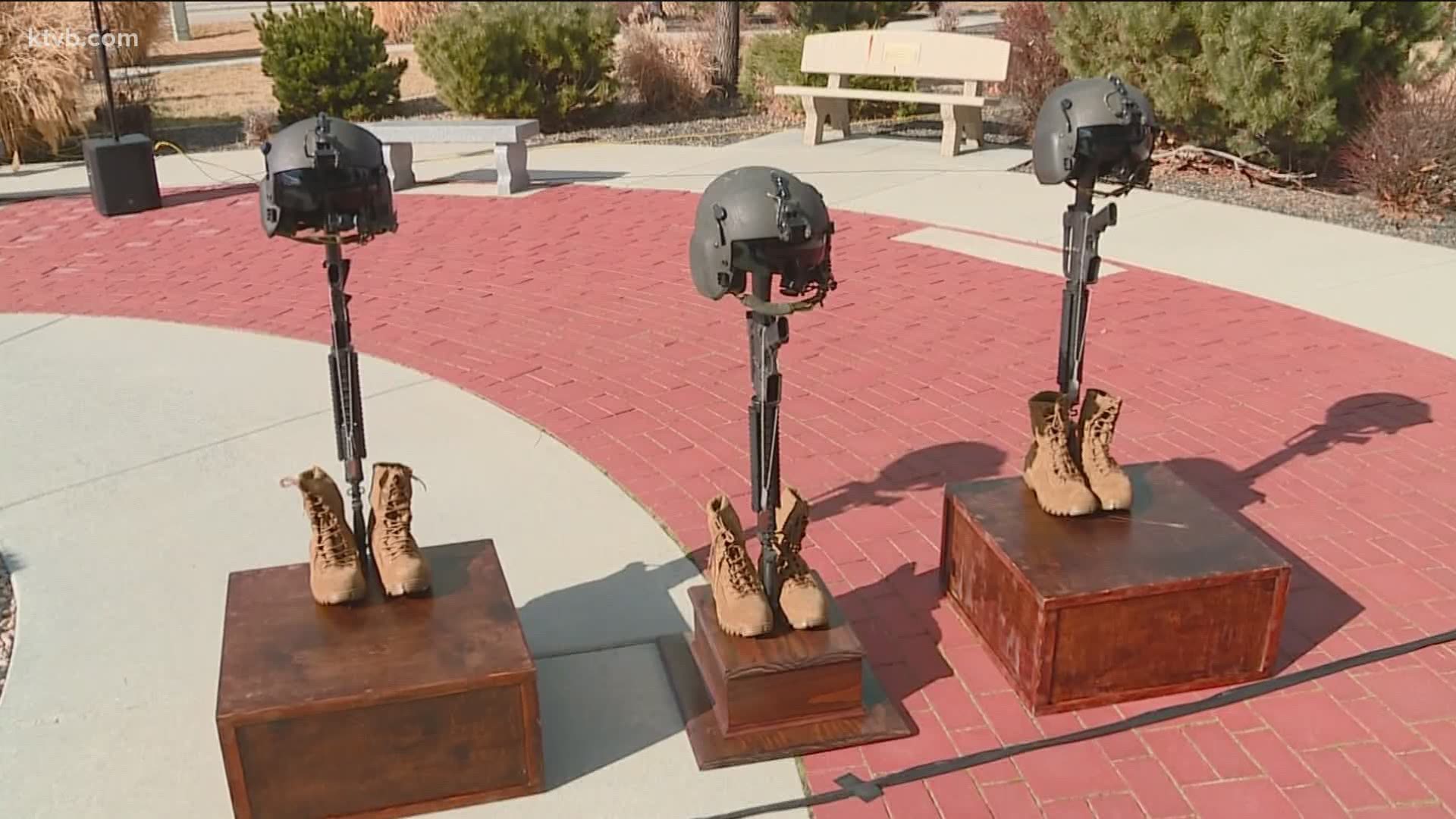 A memorial service was held at Gowen Field Tuesday to honor the three men killed in a Black Hawk helicopter crash last week.