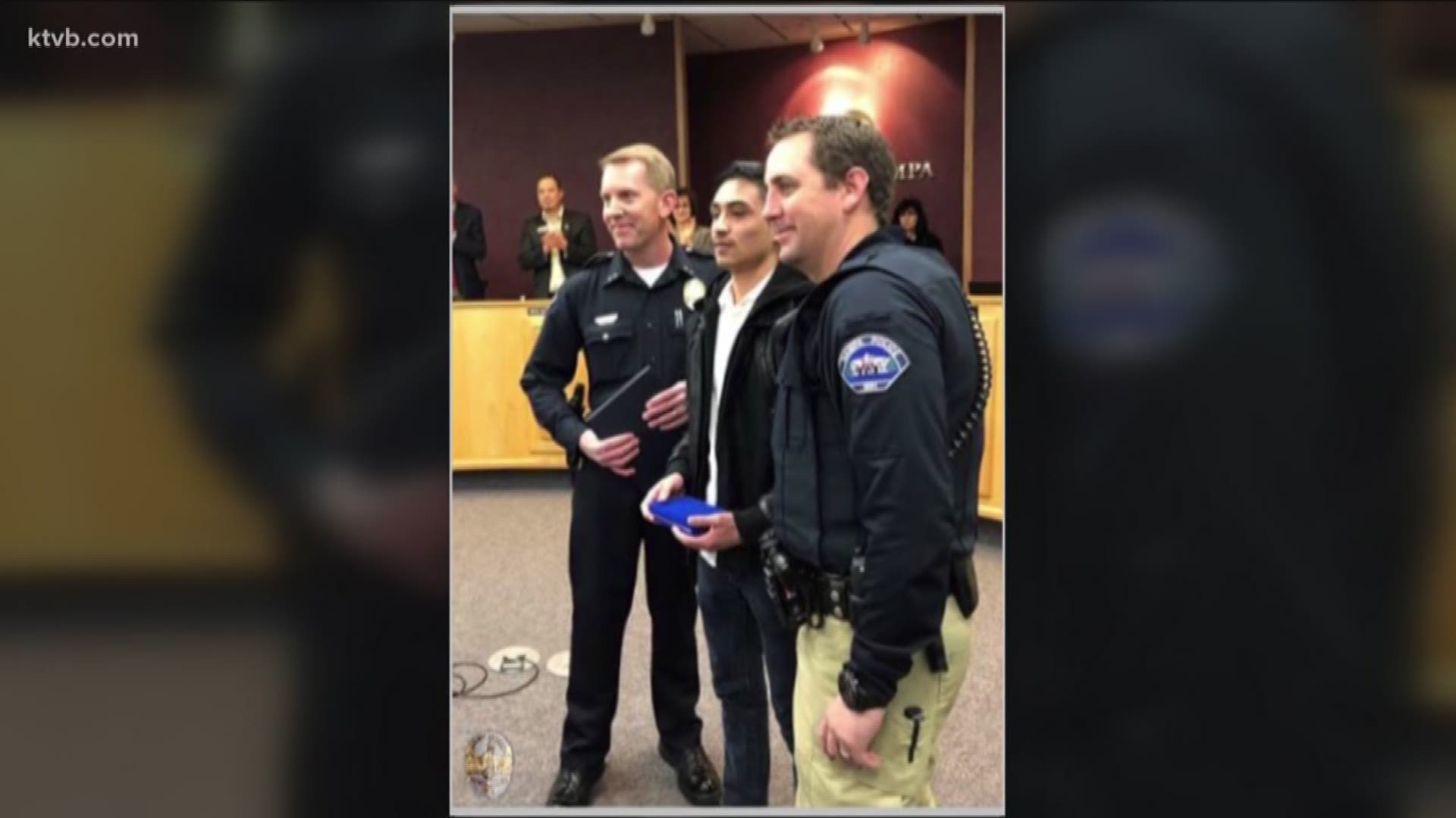A Nampa high school student who stepped in to stop a knife attack on a fellow student says he was just in the right place at the right time. Now he's being recognized as a hero.