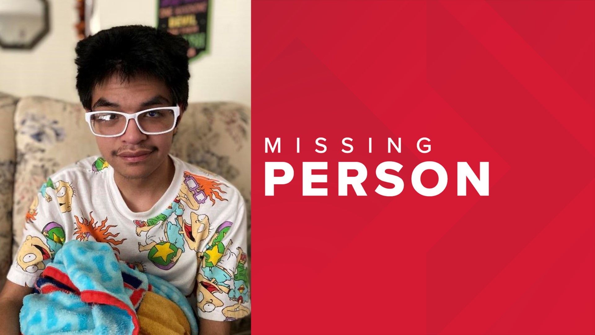 Luis Martinez is a 19-year-old,  last seen wearing a grey hoodie, grey sweatpants with a red stripe, white Adidas, and glasses with white frames.