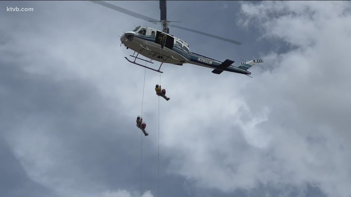 Wildland firefighters' rappel training at Salmon airbase