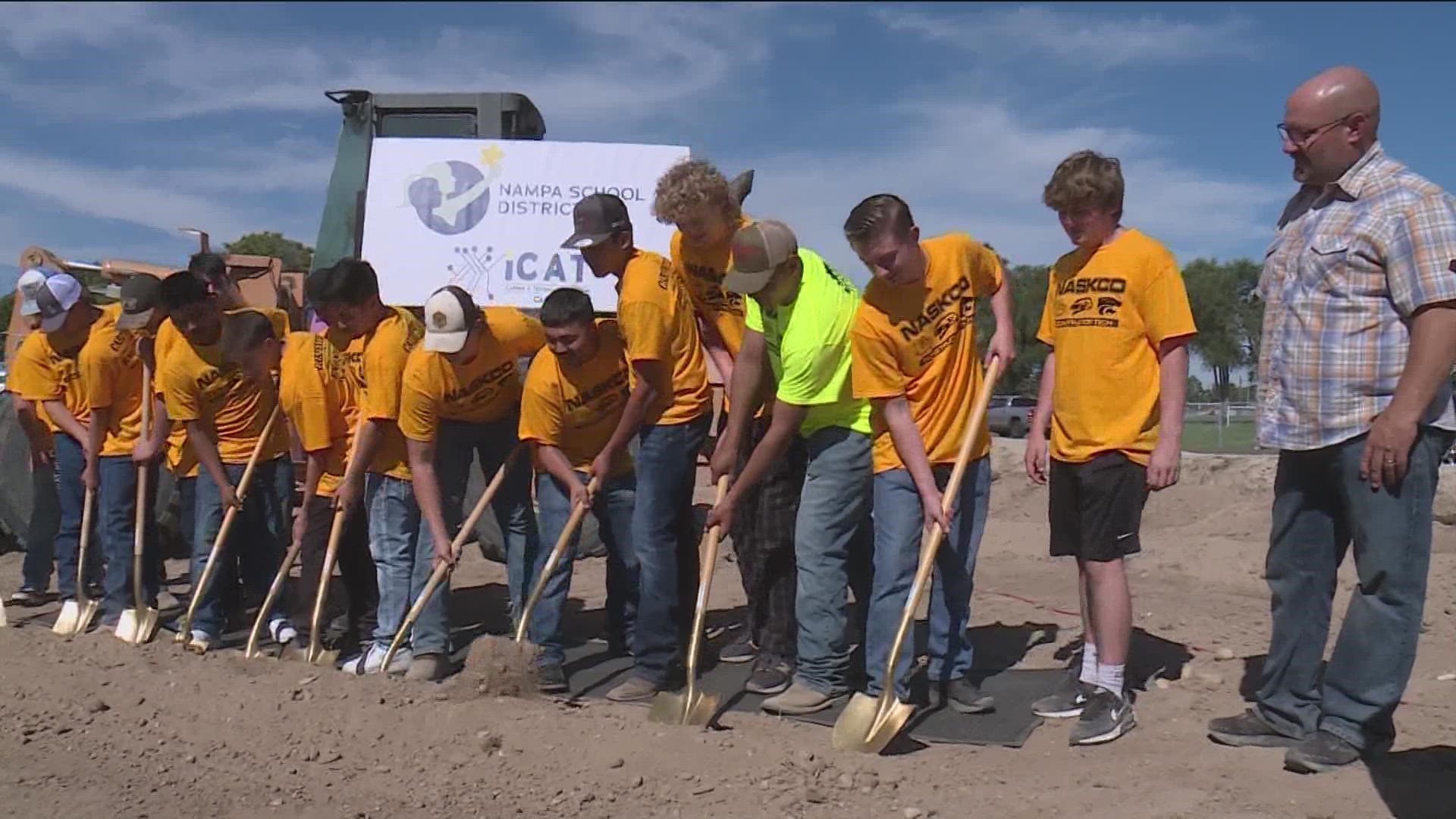 The Nampa School District held a groundbreaking Wednesday for the home project that is part of the career and technical education school.