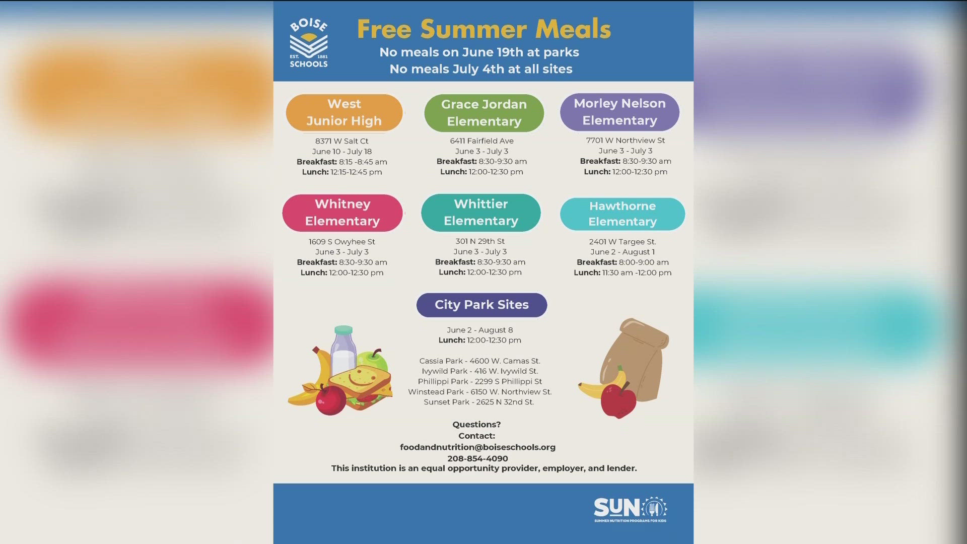 The program, which runs June 3 through August 8, will provide breakfast and lunch to all children ages 1-18, regardless of family income or school enrollment status.