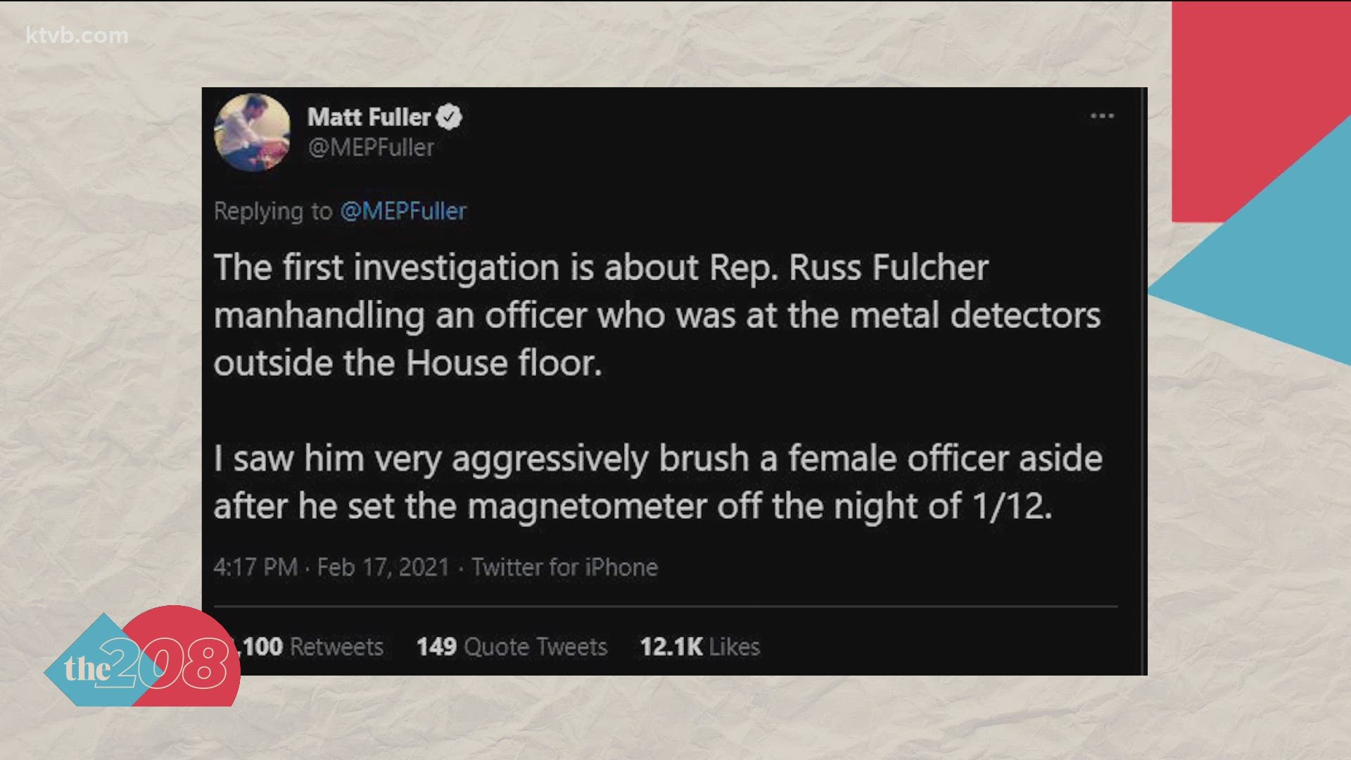 Idaho Congressman Russ Fulcher (R-Idaho) is one of two United States representatives reportedly under investigation by U.S. Capitol Police.