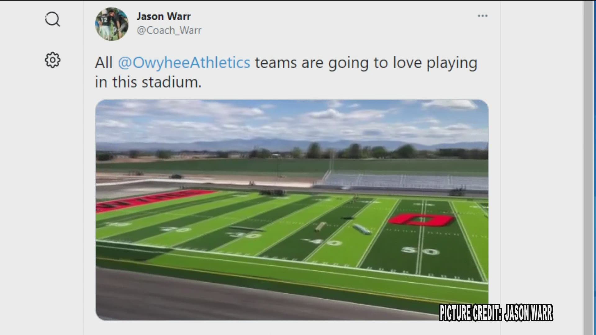 The school's activities director tweeted a video showing the Storm's new football field.