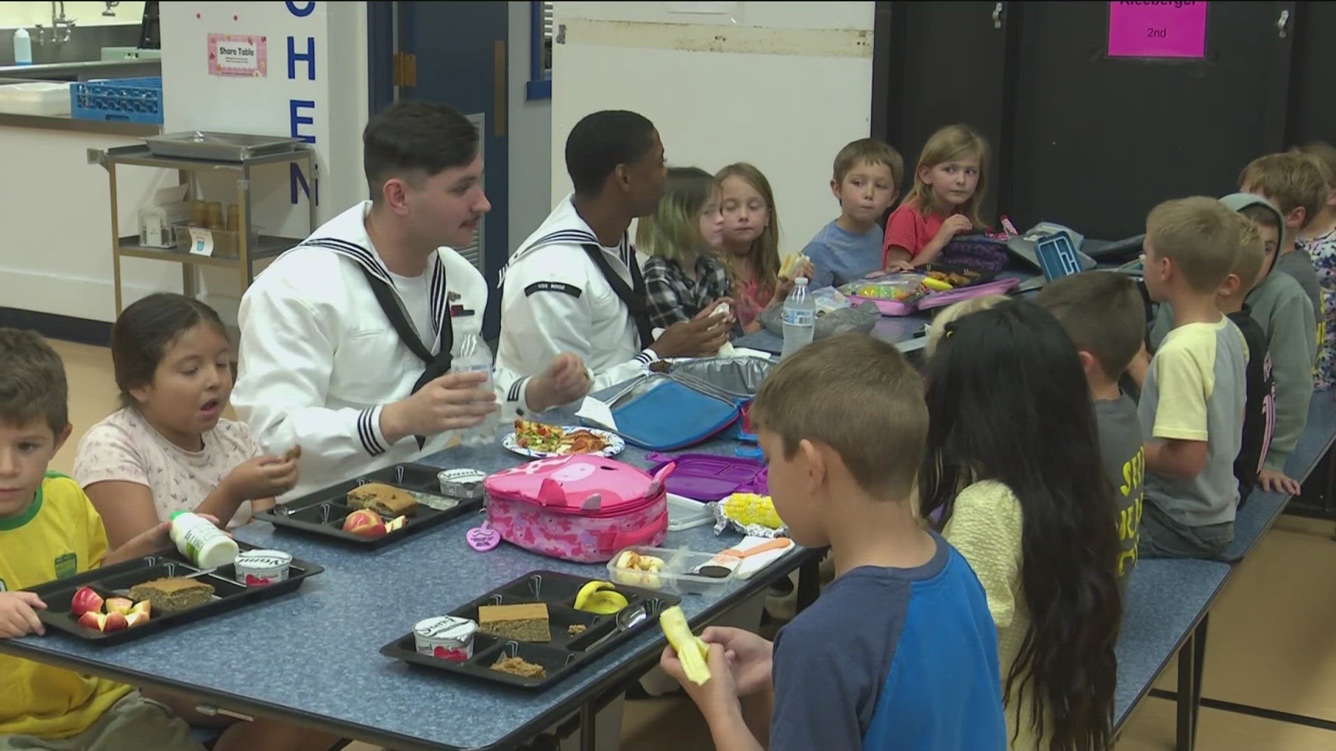 The crew makes regular visits to Boise schools to help anchor their ties with the community