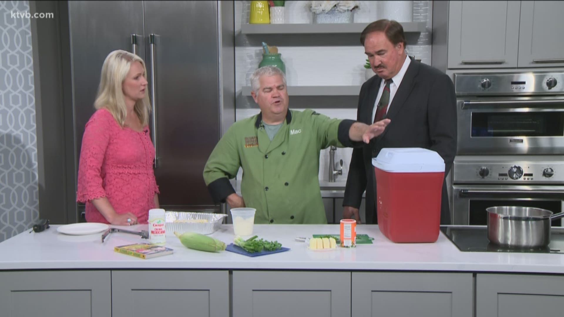 Pat Mac shows us how to cook corn in a cooler for a big group.