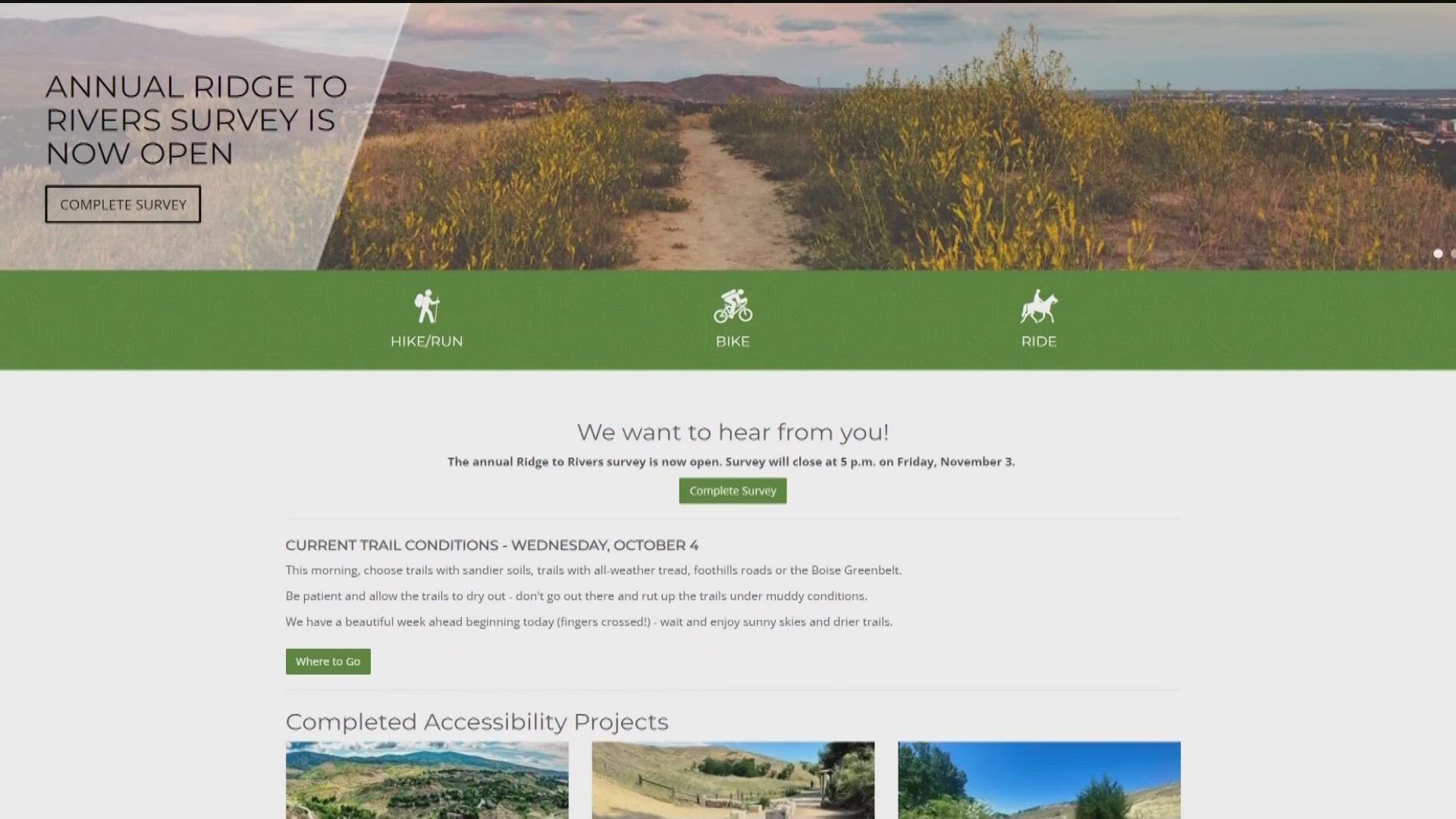 The survey has 15 questions, and organizers will gather feedback to better the foothill trails.