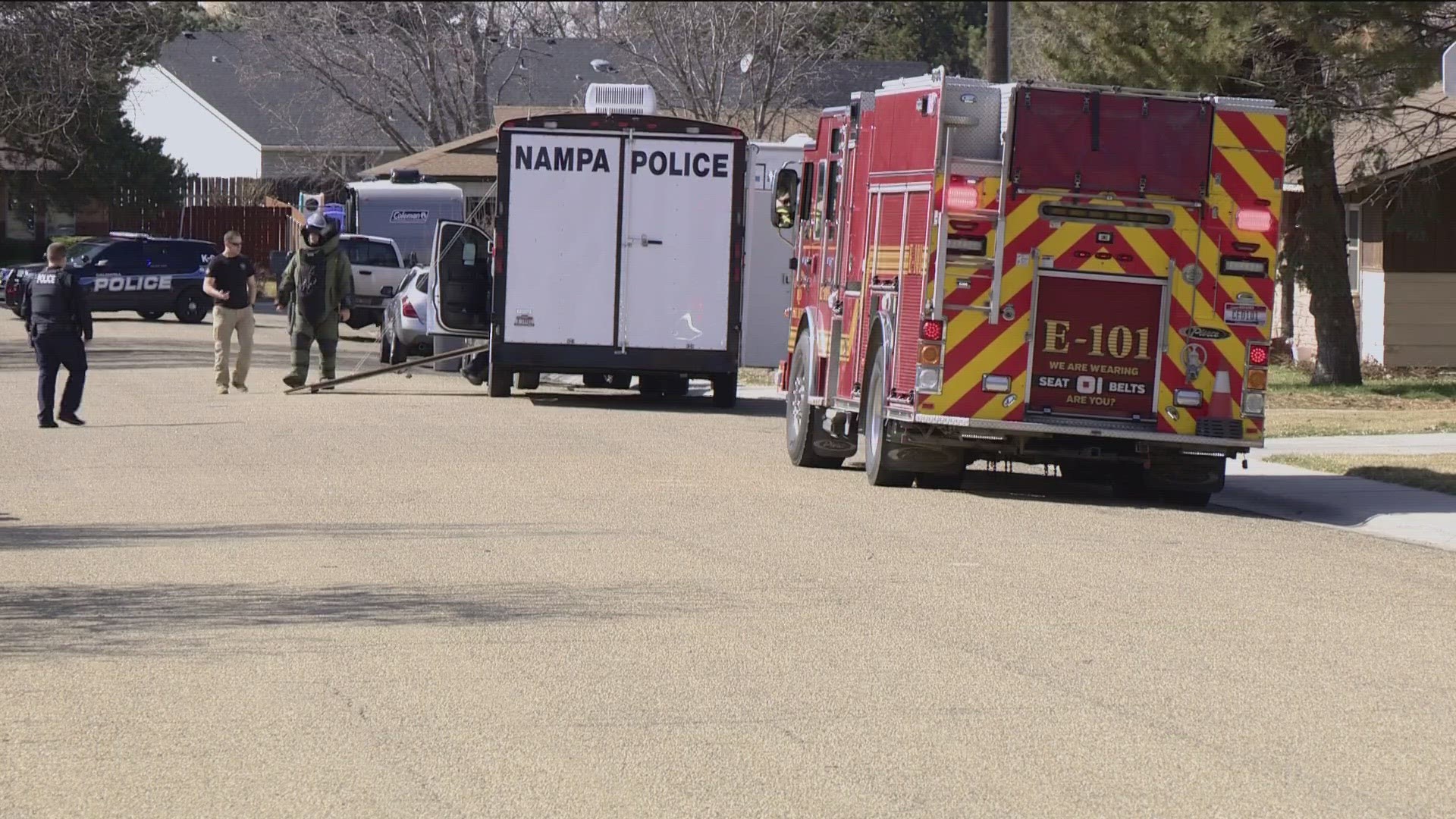 Nampa's bomb squad was dispatched to a Caldwell home, forcing neighbors to evacuate as a safety precaution.