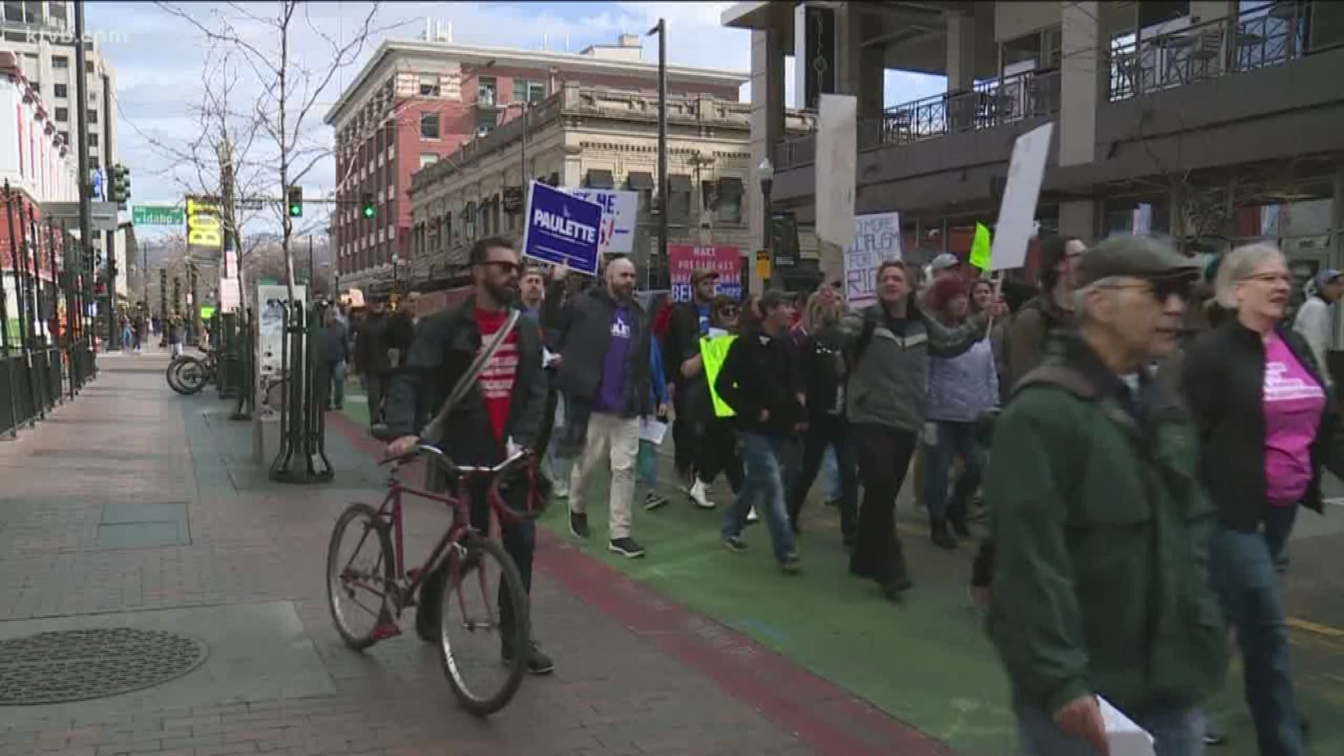 Supporters of Sanders' campaign spent their Saturday showing support for the Democratic presidential candidate in downtown Boise.