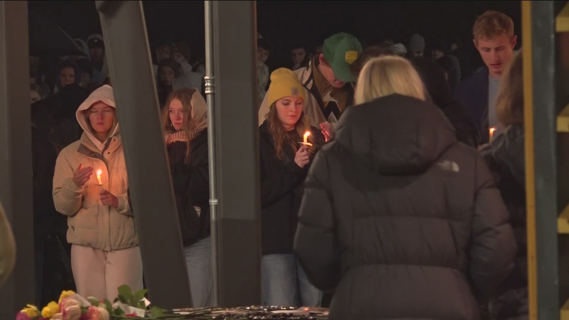 Hundreds of students gathered at the Vandal Healing Garden to reflect on the tragic loss Wednesday night.