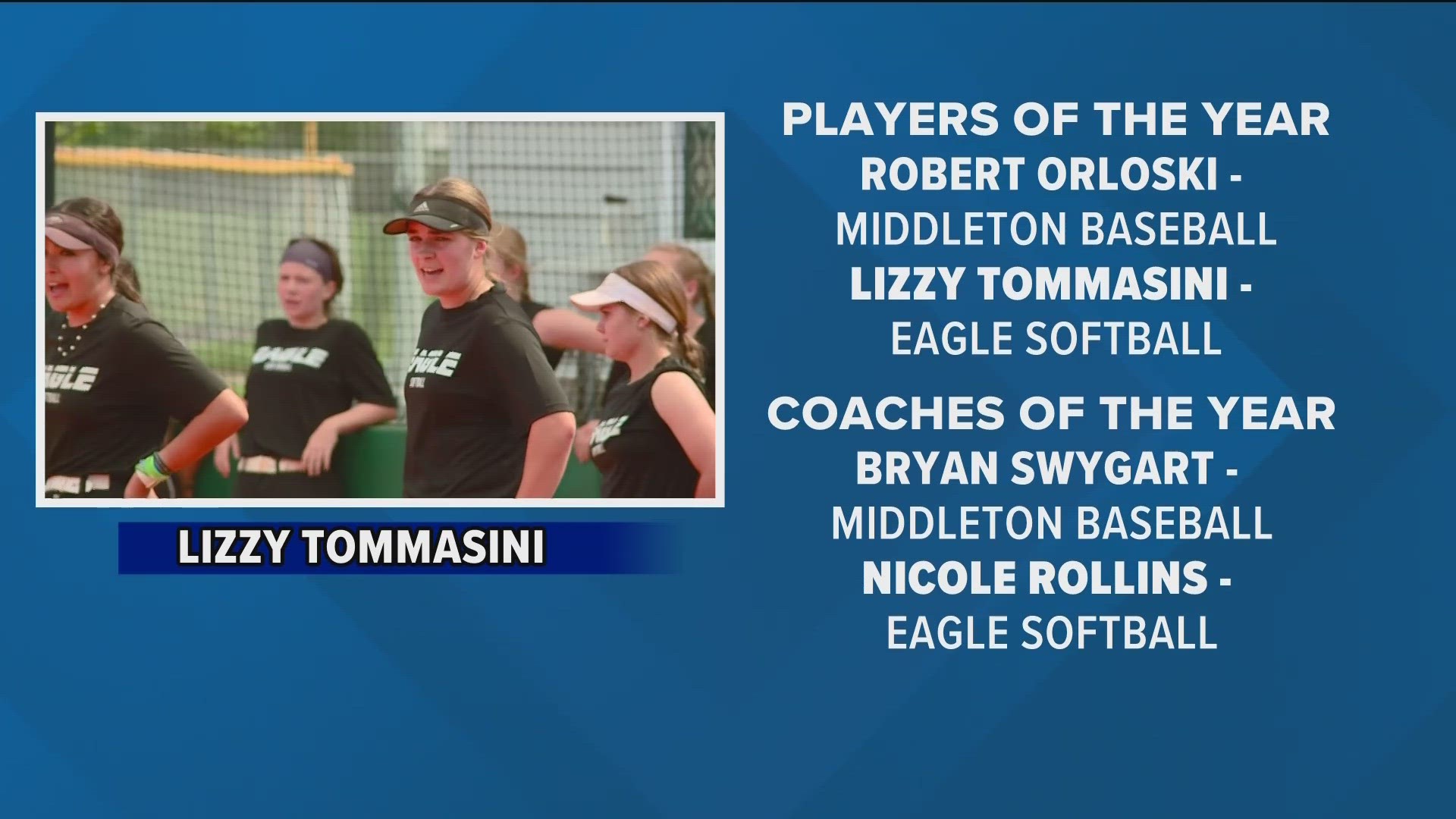Mustang standout senior Lizzy Tommasini was named 5A SIC Player of the Year, while Eagle leader Nicole Rollins captured the honor of 5A SIC Coach of the Year.