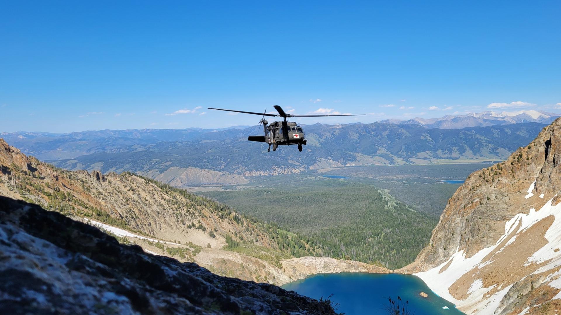 Video from Idaho National Guard rescuing an injured hiker outside of Stanley.