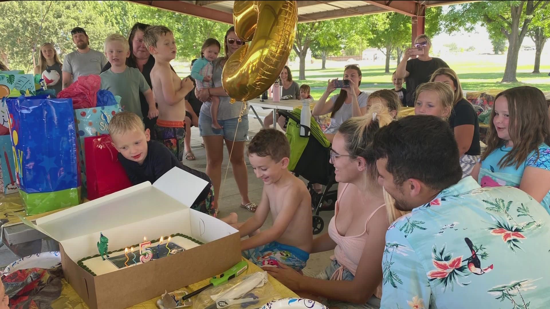 There were just a few RSVPs for Theo Kuhn's party, so his dad posted a birthday invite on Facebook. Dozens of strangers showed up to celebrate the little boy.