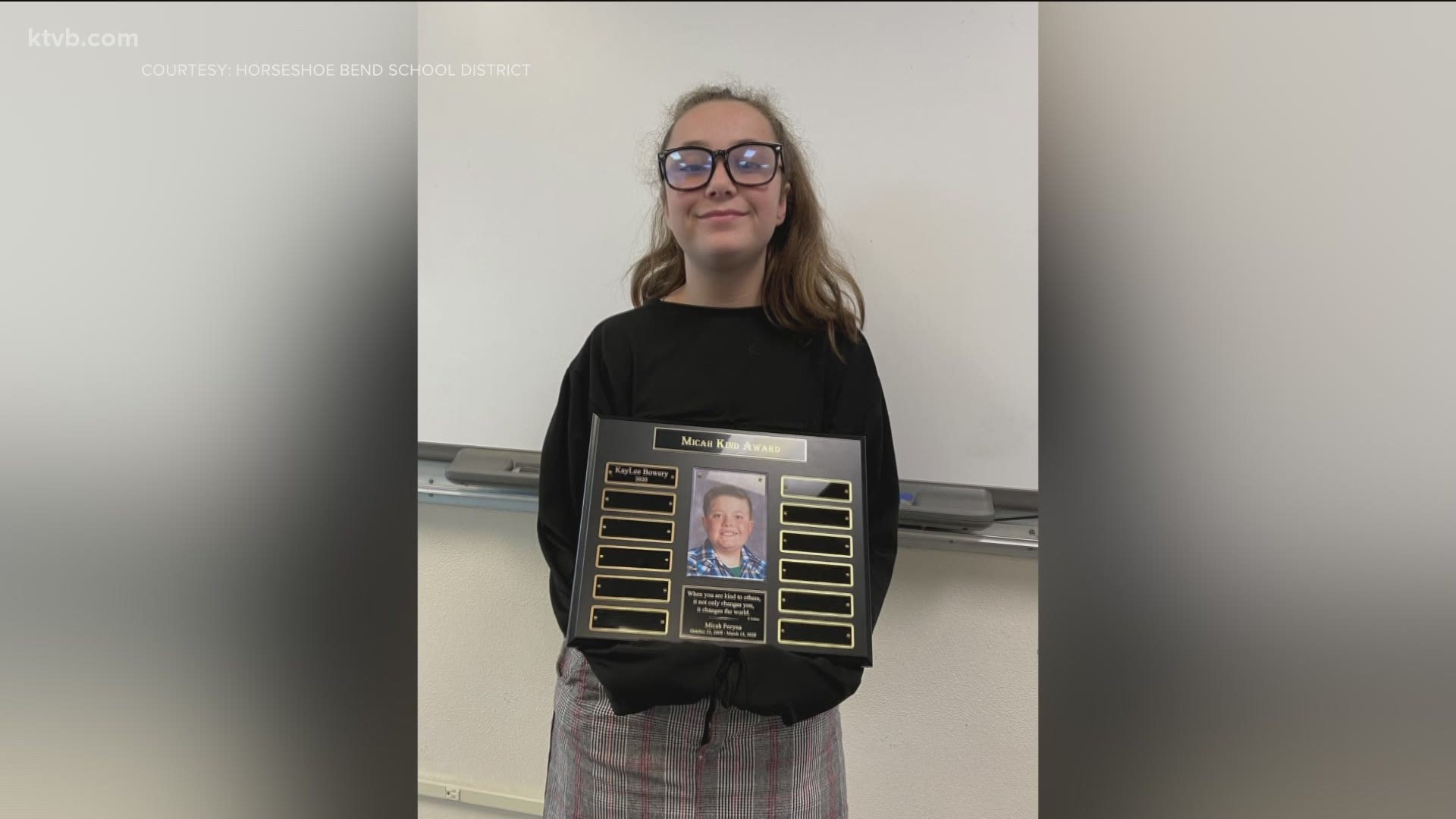 The Horseshoe Bend School District has given the Micah Kind Award to Kaylee Bowery.