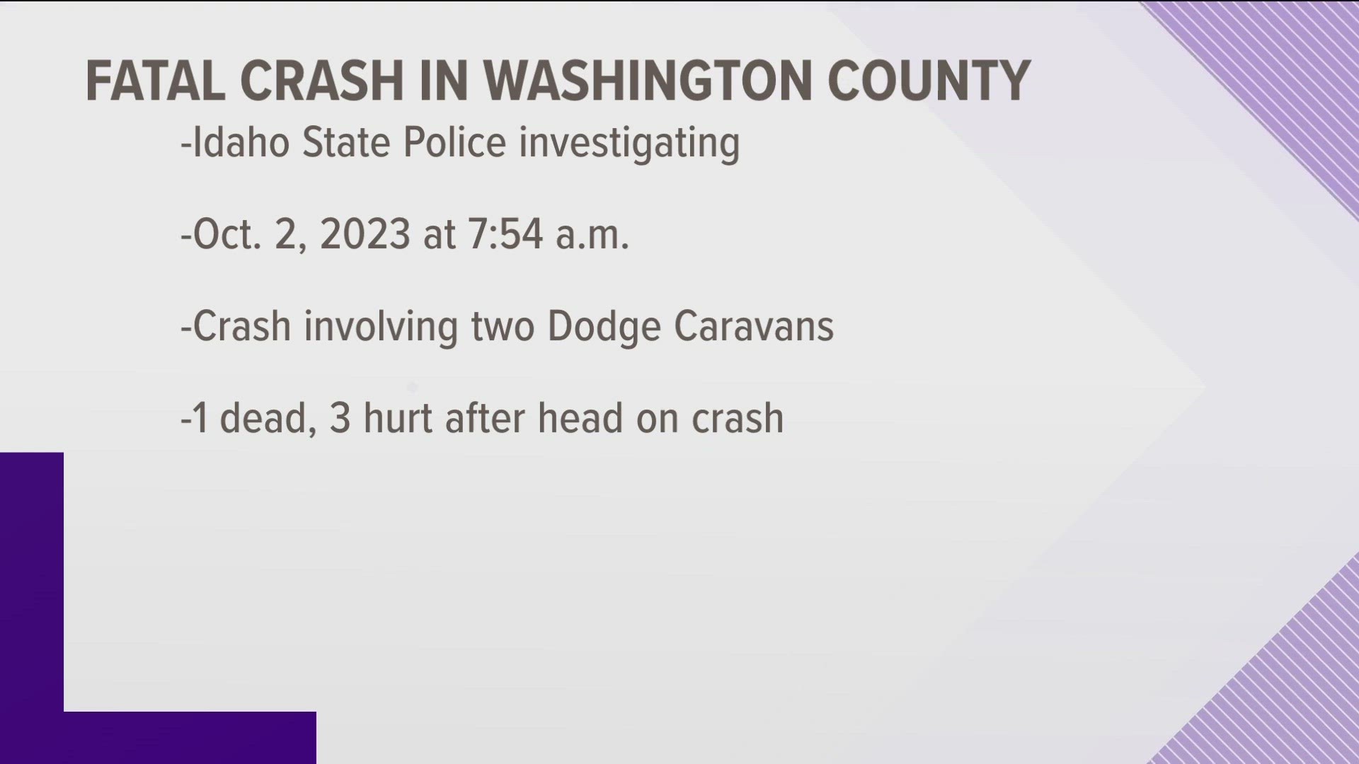 The crash happened Monday morning around 8 a.m. Traffic was blocked for over three hours.