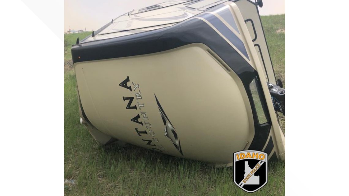 Trailers blown over on windy eastern Idaho highways