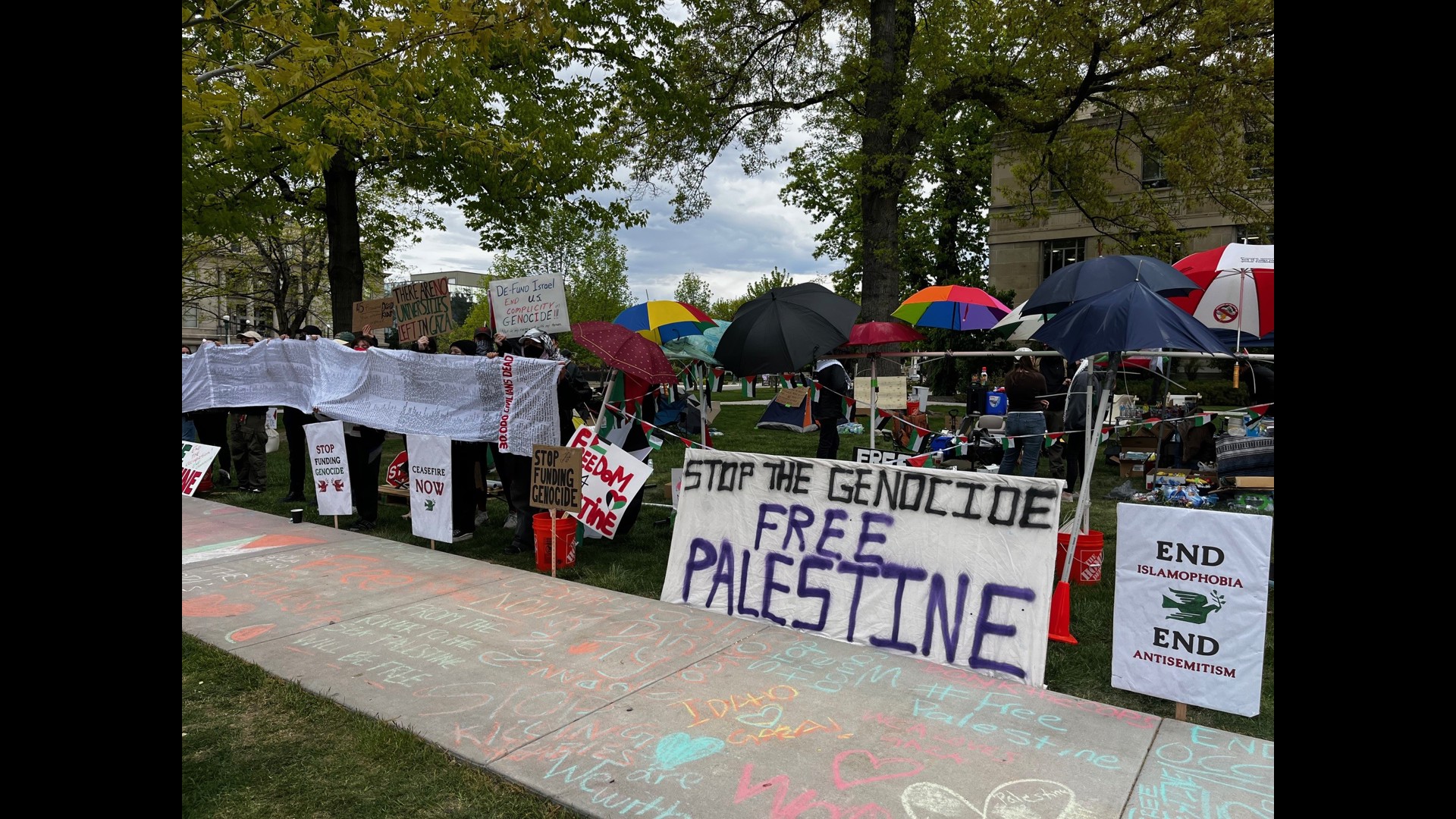 "This should never happen to any group of people ever again." A Boise to Palestine member said they will try to remain until their voices are heard.