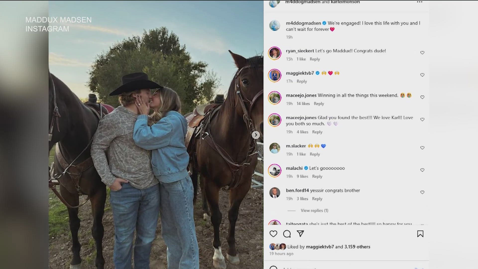 The Boise State Bronco announced his engagement on social media.