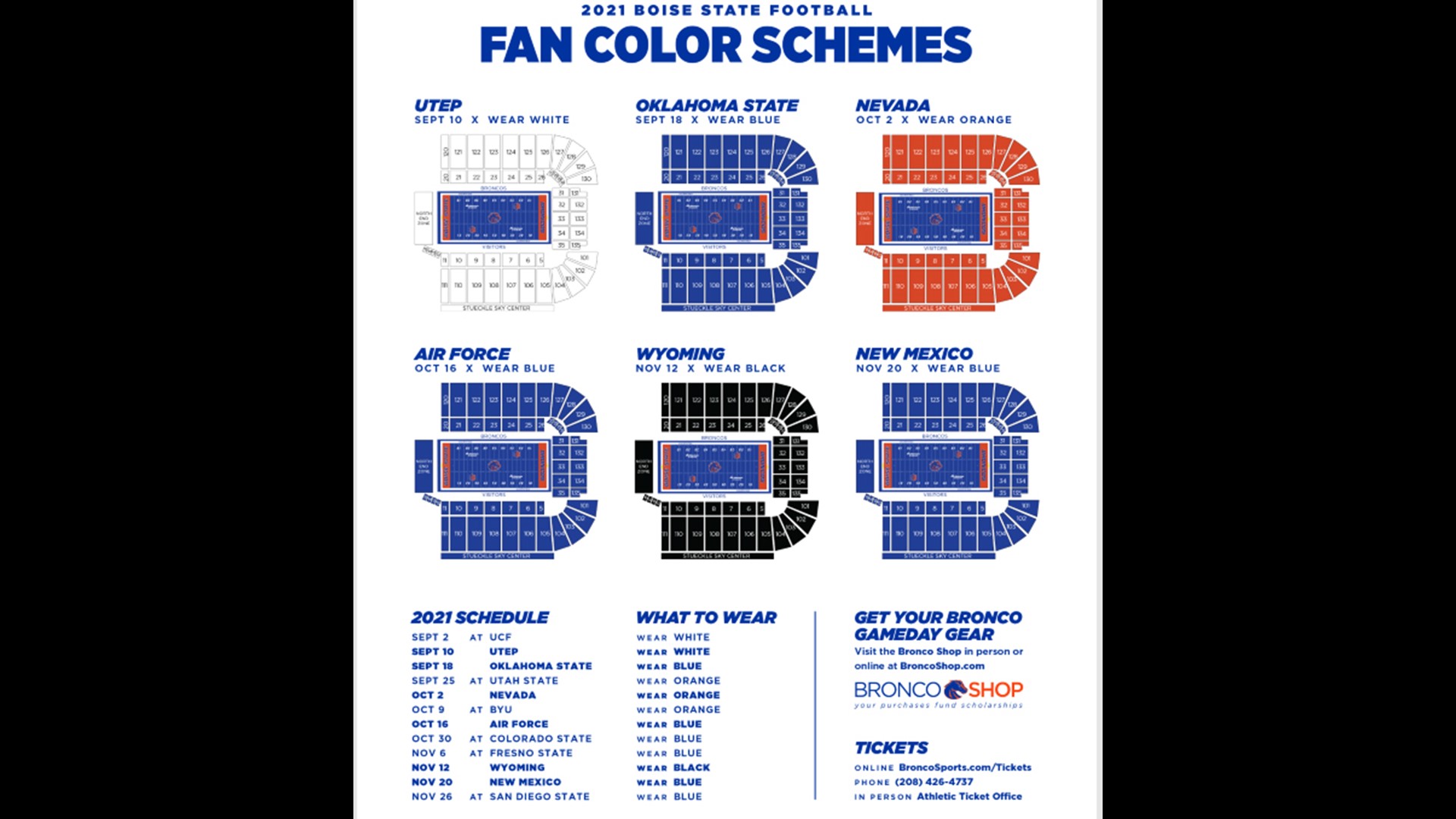 Boise State releases color schemes for each of its home games