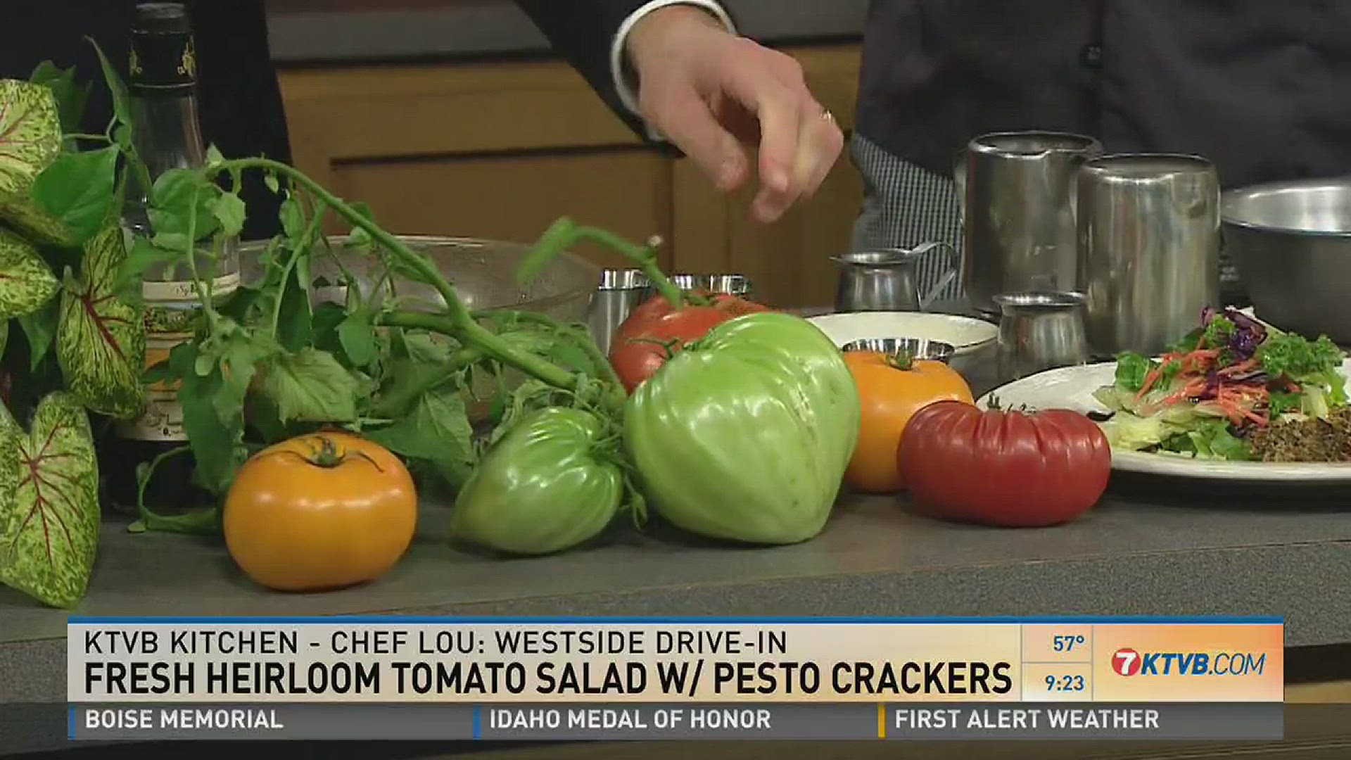 Chef Lou Aaron in the KTVB kitchen, making salad with homegrown tomatoes