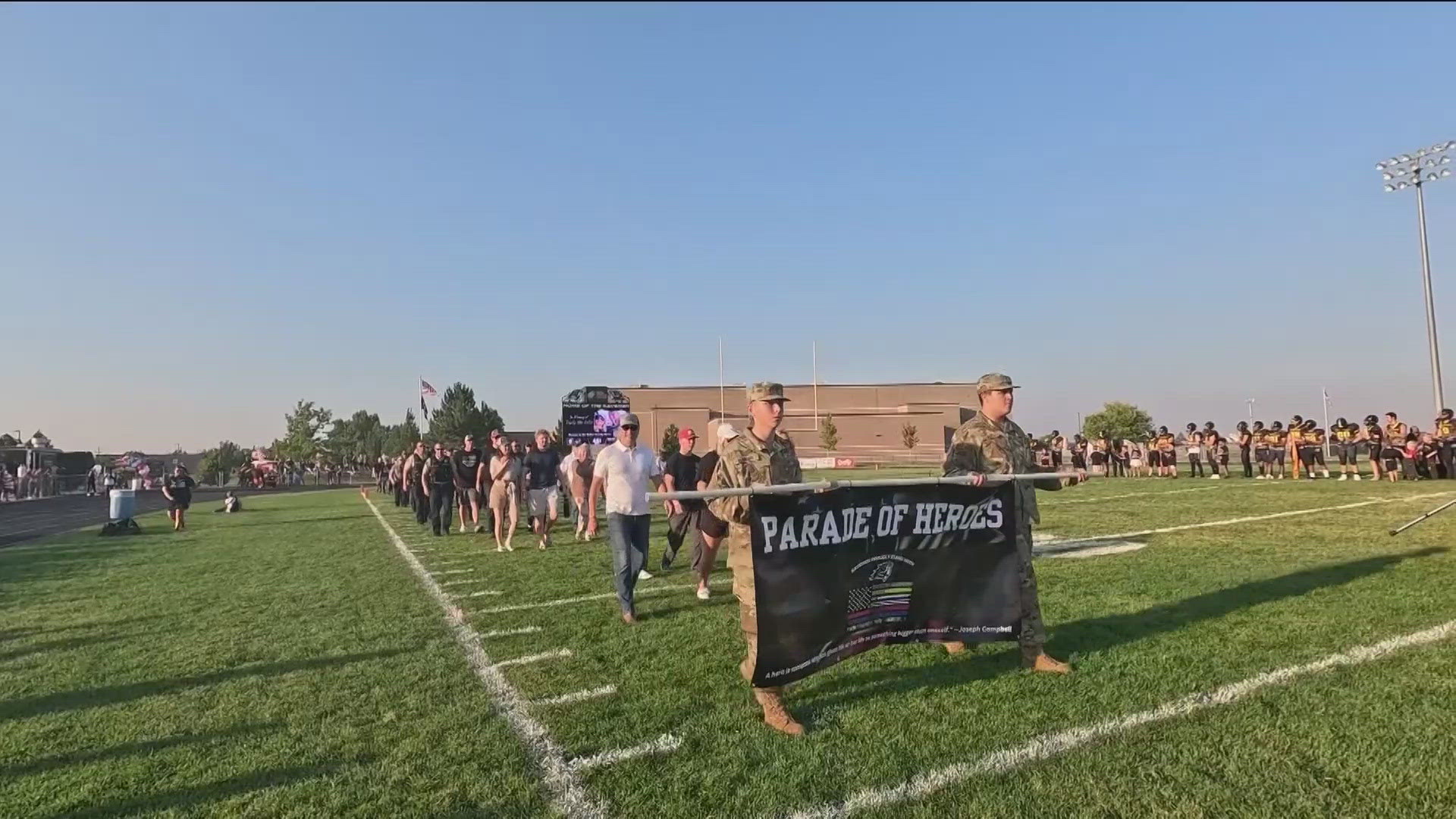 Military and first responders were honored during the Kuna High School Football game.