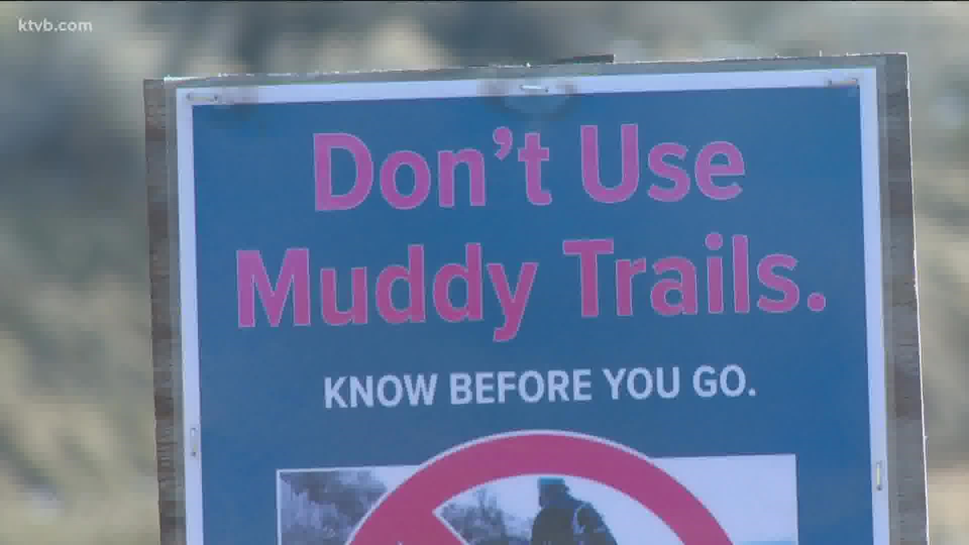 Hiking or riding through muddy sections of the trail can cause ruts and significant damage.