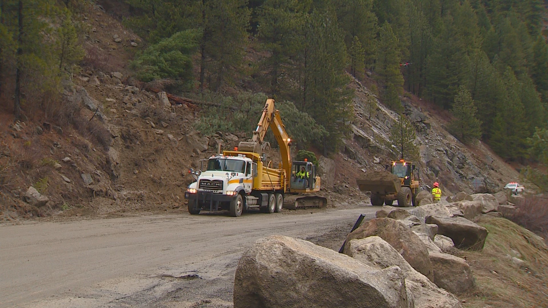 Landslide blocking Idaho 55 between Banks, Smiths Ferry