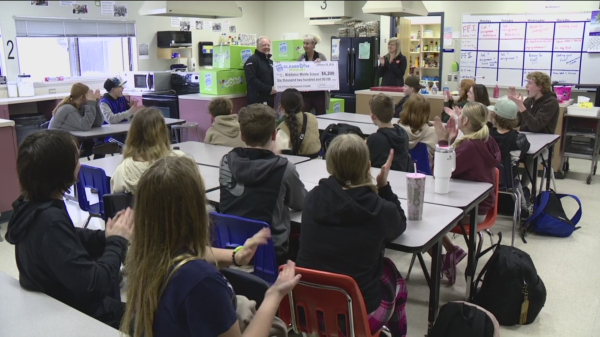 The $6,200 worth of new equipment was delivered to help Anne Kinley's seventh and eighth grade Culinary Arts and Finance classes at Middleton Middle School.