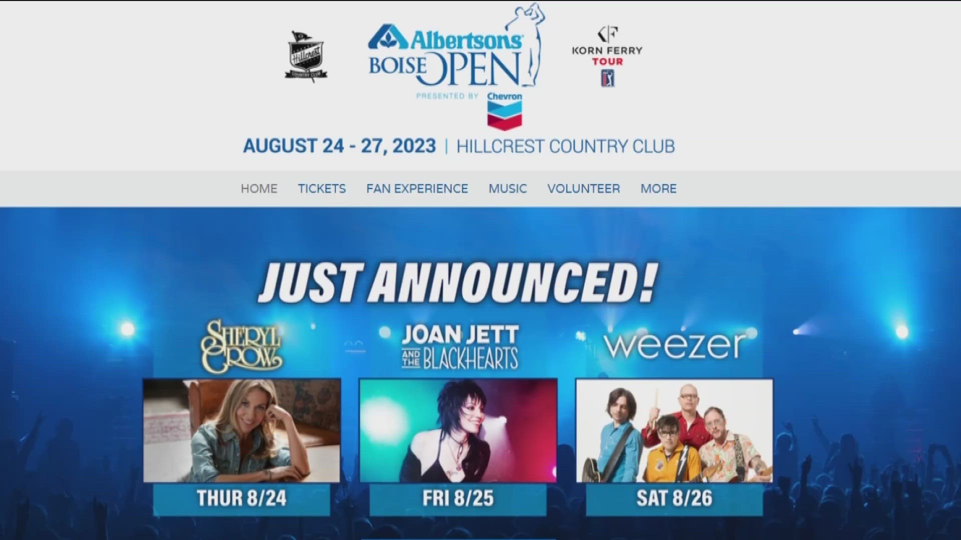 Albertsons Boise Open Announces 3 Incredible Nights of Concerts