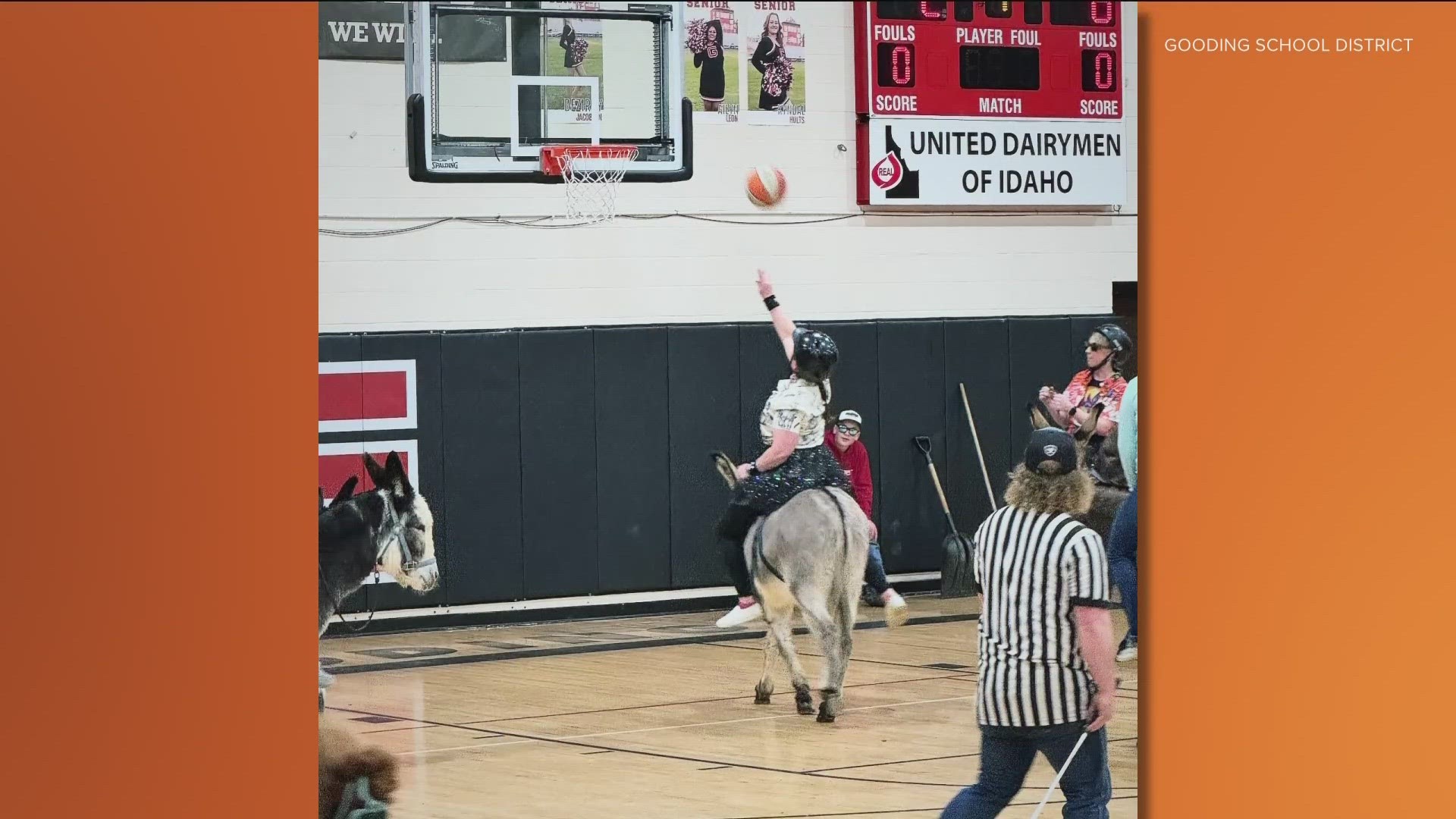 The Gooding School District put on a game of donkey basketball.