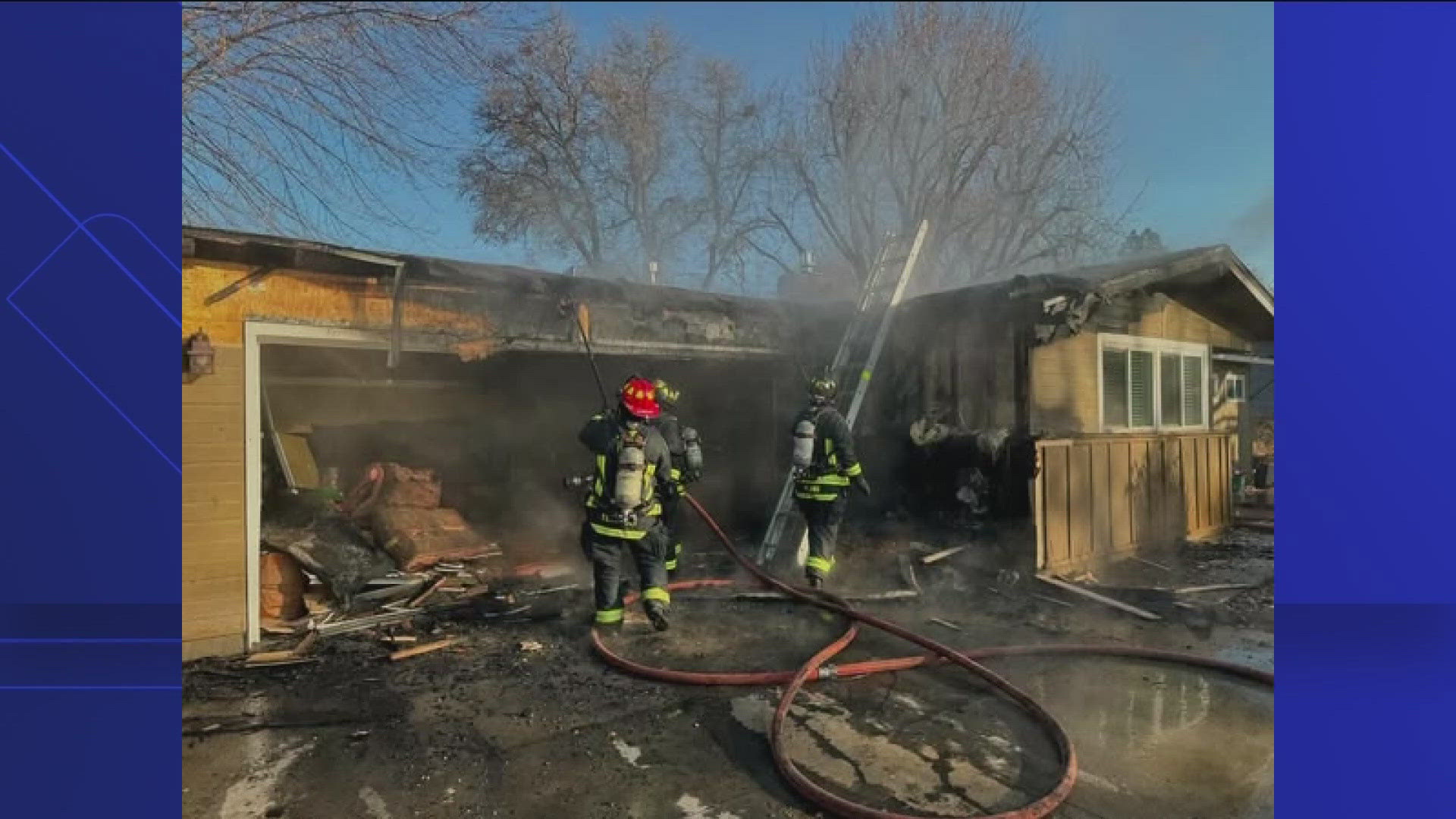 The Boise Fire Department said it happened on West Bedford Drive, and the fire burned the garage and attic of the home. Nobody was injured.