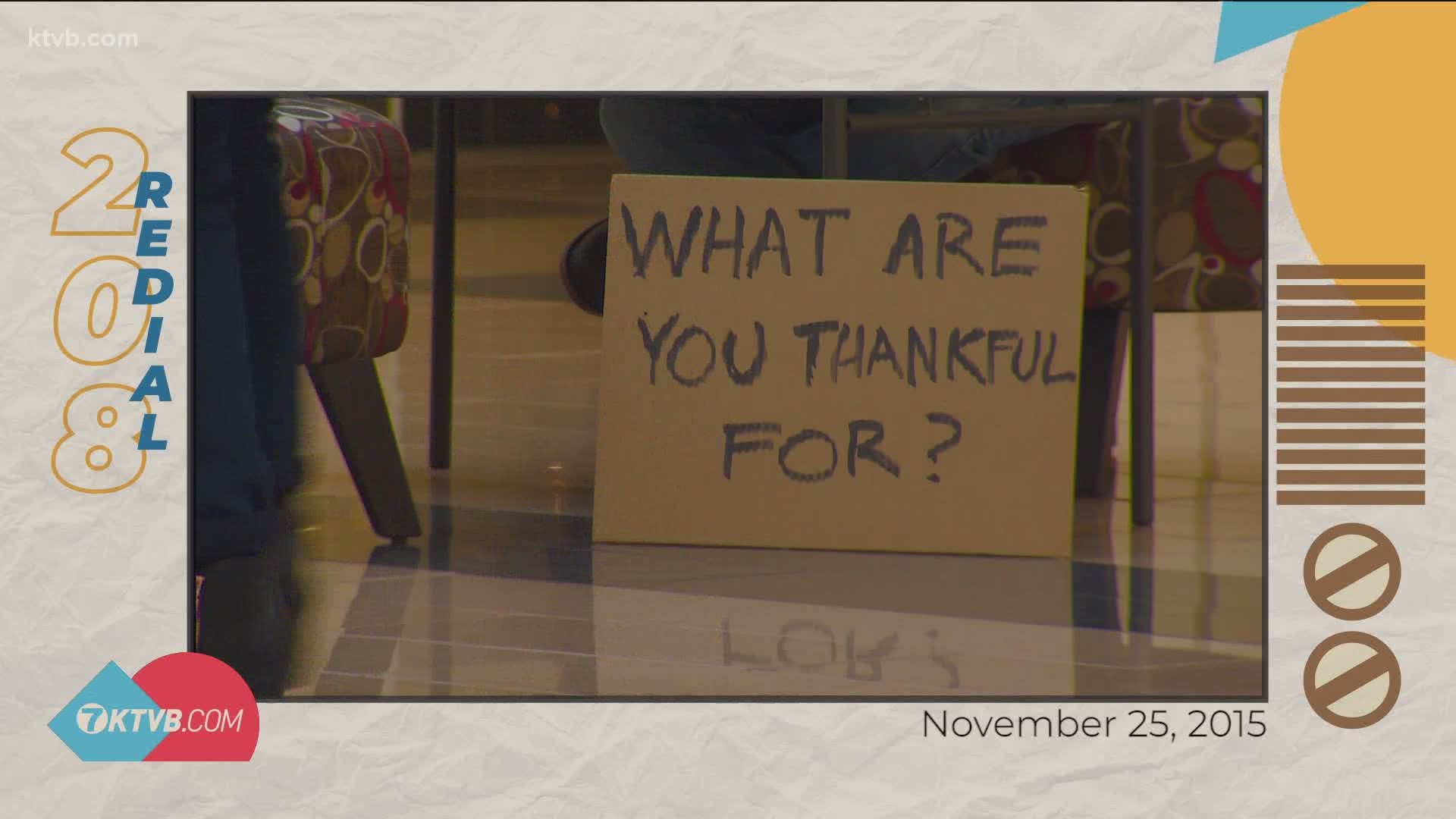 On Nov. 25, 2015, Brian Holmes asked people at the Boise Towne Square what they were thankful for.